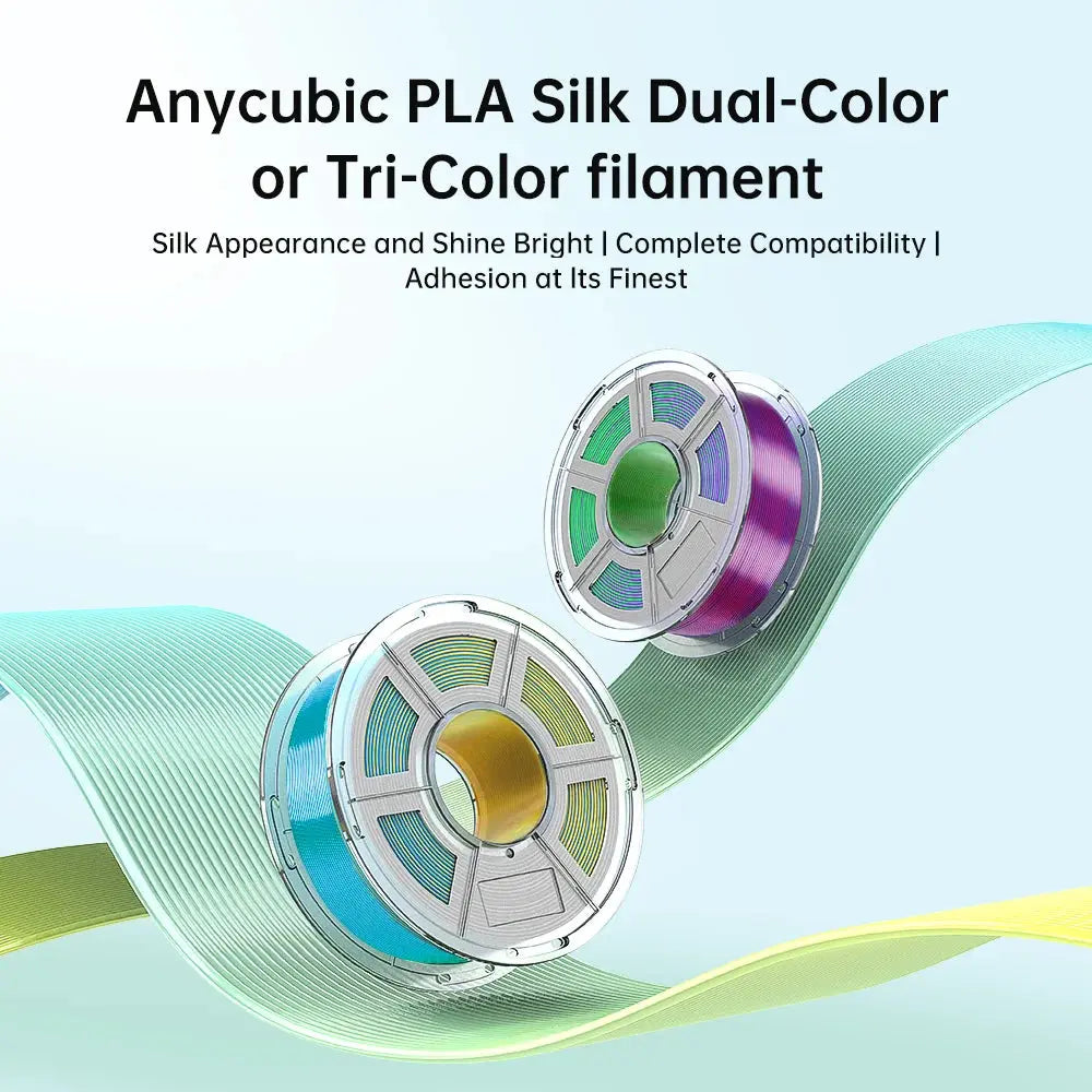 ANYCUBIC Silk PLA Dual-Color Tri-Colo 1.75mm PLA Filament 1KG For FDM 3D Printer Shine Bright Multicolor 3D Printing Material - i3dyou
