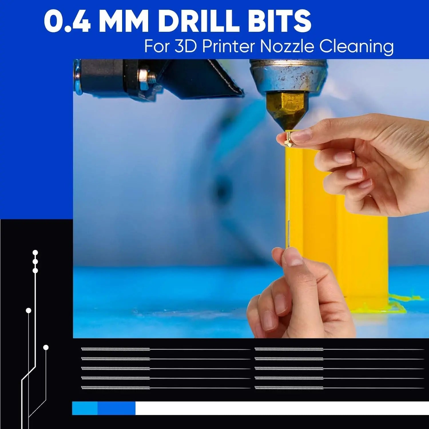 48 Pieces 3D Printer Nozzle Cleaning Kit 0.4 mm Stainless Steel Nozzle Cleaning Needles 3D Printer Nozzle Cleaner for 3D Printer Accessory - i3dyou