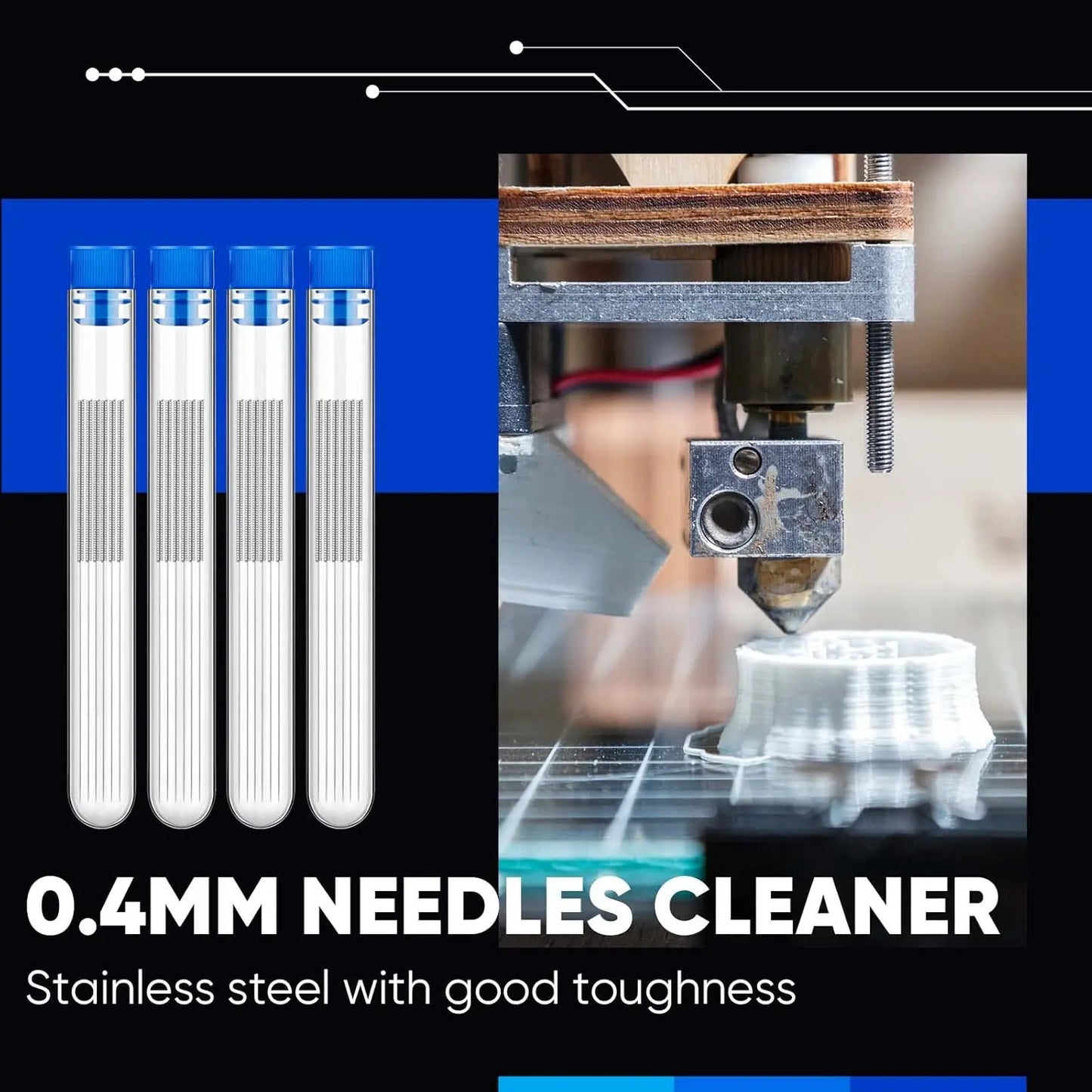 48 Pieces 3D Printer Nozzle Cleaning Kit 0.4 mm Stainless Steel Nozzle Cleaning Needles 3D Printer Nozzle Cleaner for 3D Printer Accessory - i3dyou