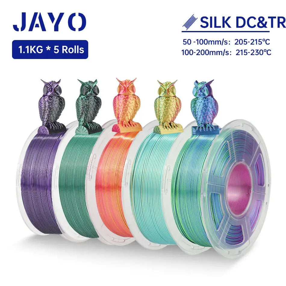JAYO Silk PLA+ Rainbow/ PLA Rainbow 3D Printer Filament 1.75mm SILK PLA plus Dual / Triple Color 3D Filament 1.1kg 5 Rolls/set - i3dyou