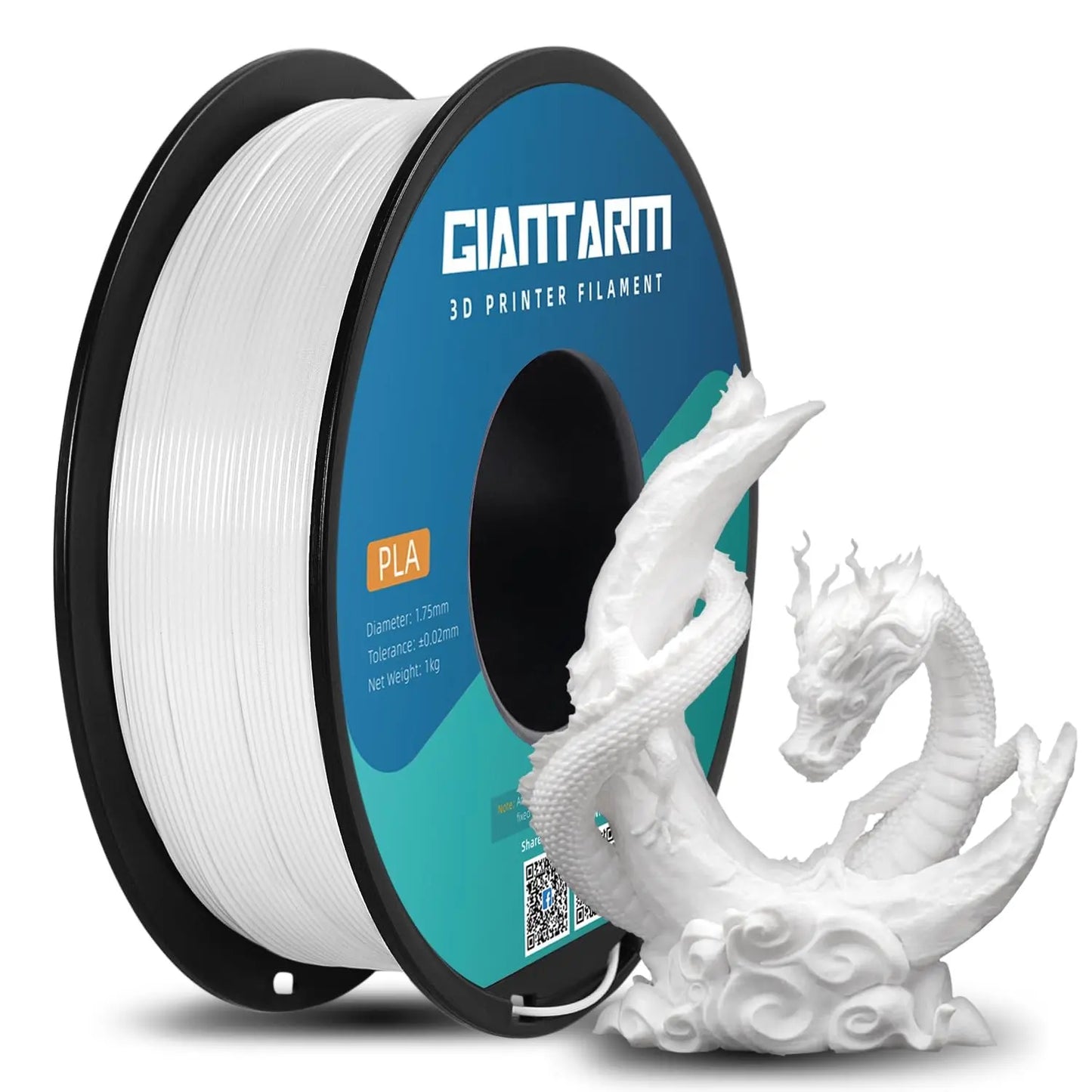 GIANTARM Silk Metallic Silver PLA 3D Printer Filament 1kg Spool, 1.75mm Dimensional Accuracy +/-0.03mm, 1080 Feet per Roll, Vacuum Packaging i3dyou