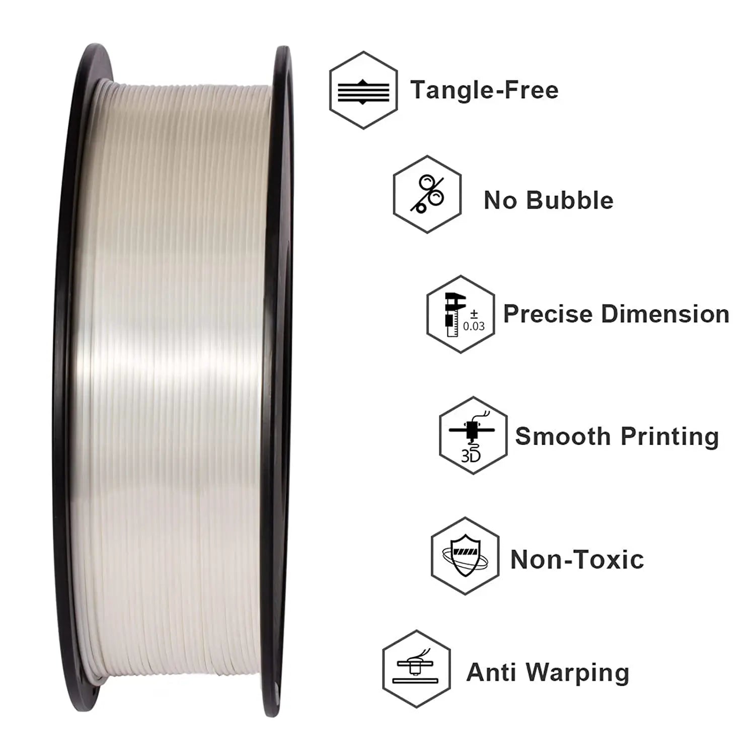 GIANTARM Silk Metallic Silver PLA 3D Printer Filament 1kg Spool, 1.75mm Dimensional Accuracy +/-0.03mm, 1080 Feet per Roll, Vacuum Packaging i3dyou