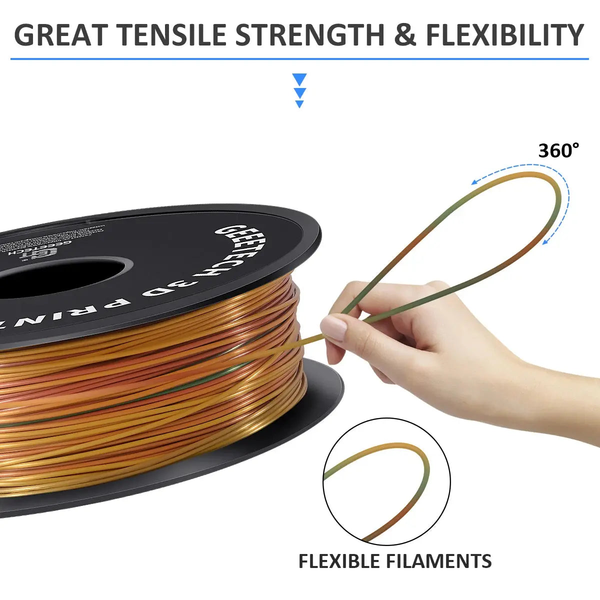 GEEETECH Silk PLA 3d Filament Wire 1kg 1.75mm Spool Wire 3D Printer Material 3D Print Refills, Fast Delivery Vacuum Package - i3dyou