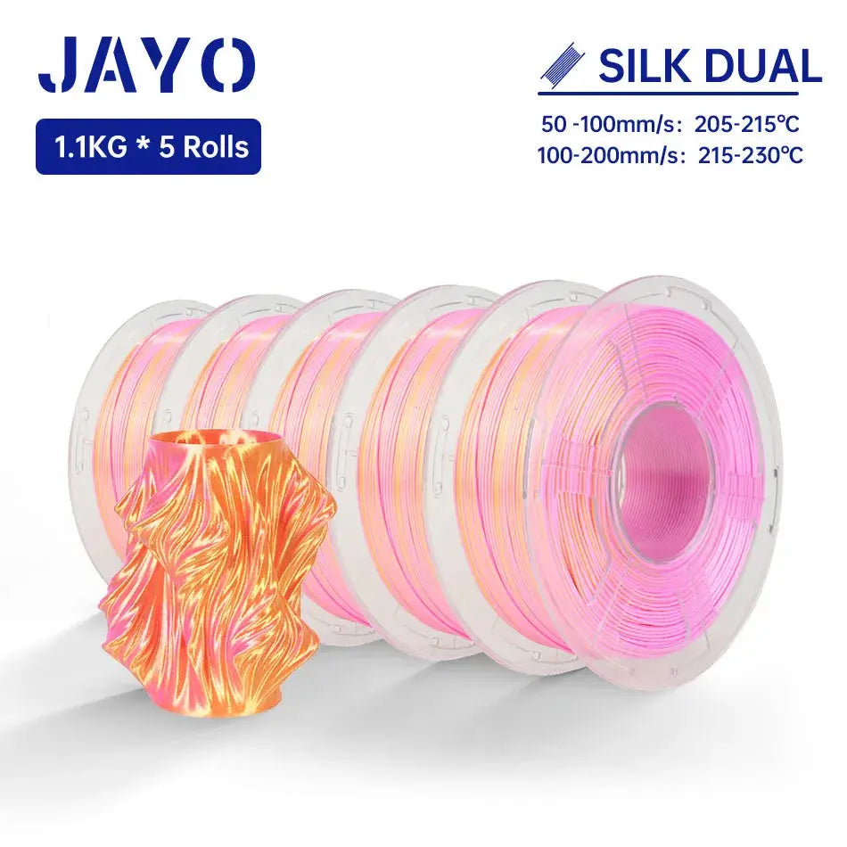 JAYO Silk PLA+ Rainbow/ PLA Rainbow 3D Printer Filament 1.75mm SILK PLA plus Dual / Triple Color 3D Filament 1.1kg 5 Rolls/set - i3dyou