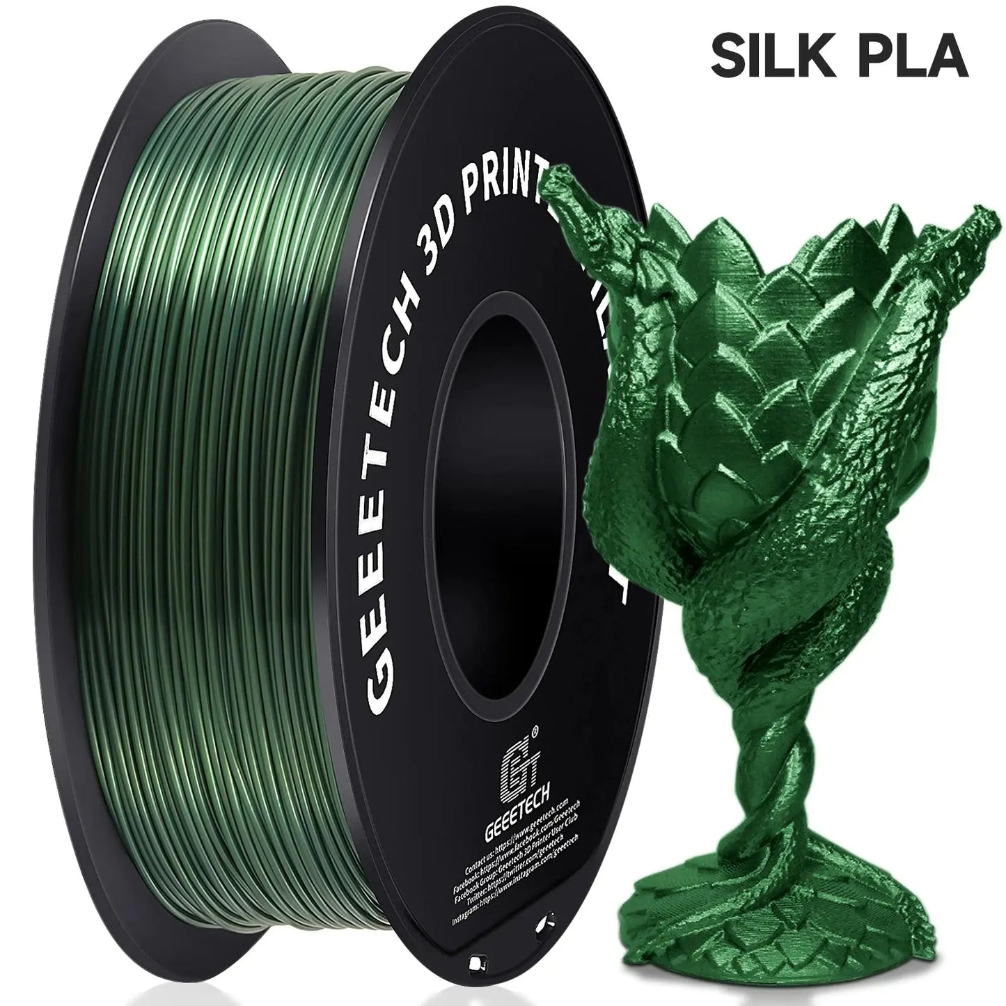 GEEETECH Silk PLA 3d Filament Wire 1kg 1.75mm Spool Wire 3D Printer Material 3D Print Refills, Fast Delivery Vacuum Package - i3dyou