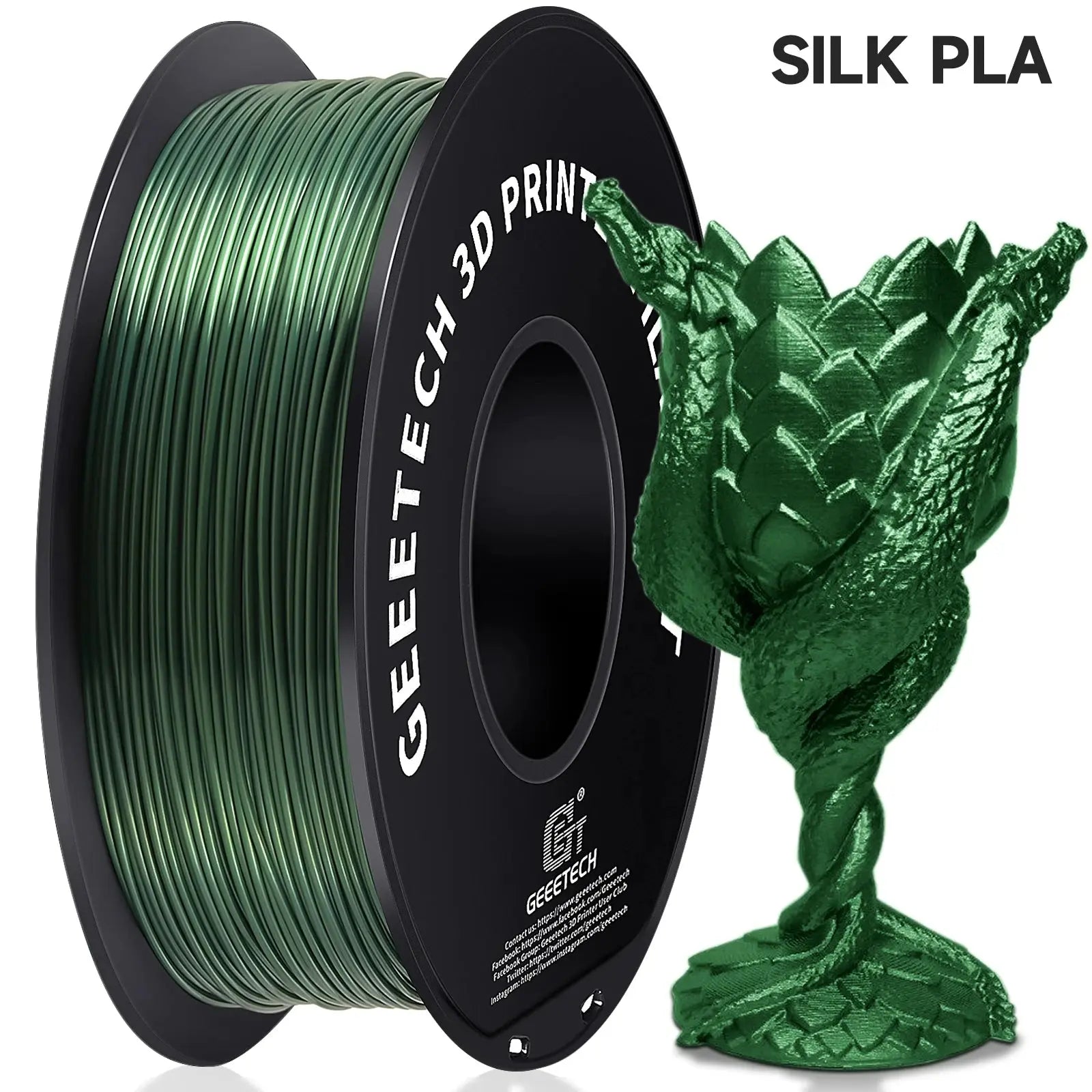 GEEETECH Silk PLA 3d Filament Wire 1kg 1.75mm Spool Wire 3D Printer Material 3D Print Refills, Fast Delivery Vacuum Package - i3dyou