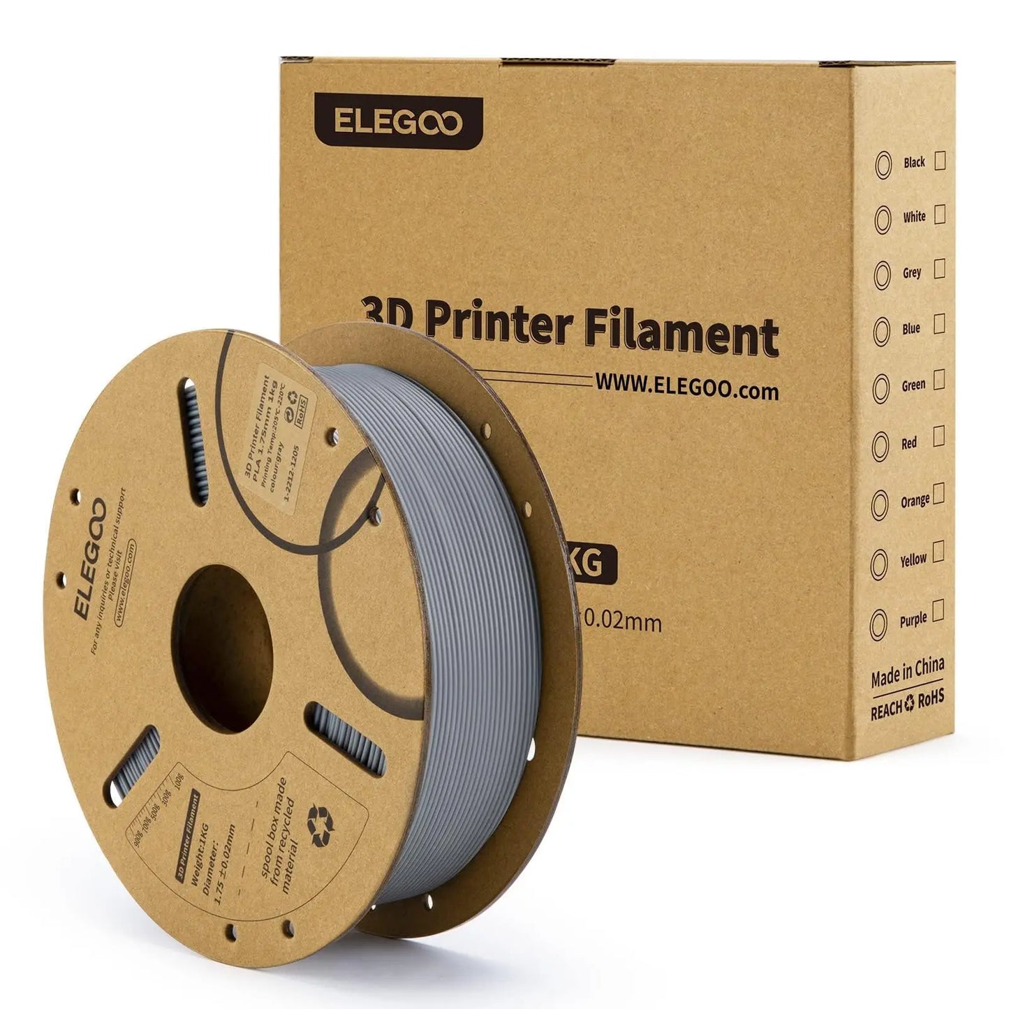 ELEGOO PLA Filament 1.75mm Black 2KG, 3D Printer Filament Dimensional Accuracy +/- 0.02mm, 2 Pack 1kg Cardboard Spool(2.2lbs) 3D Printing Filament Fits for Most FDM 3D Printers i3dyou