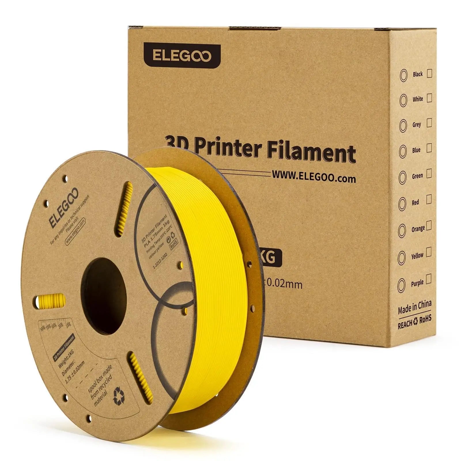 ELEGOO PLA Filament 1.75mm Black 2KG, 3D Printer Filament Dimensional Accuracy +/- 0.02mm, 2 Pack 1kg Cardboard Spool(2.2lbs) 3D Printing Filament Fits for Most FDM 3D Printers i3dyou