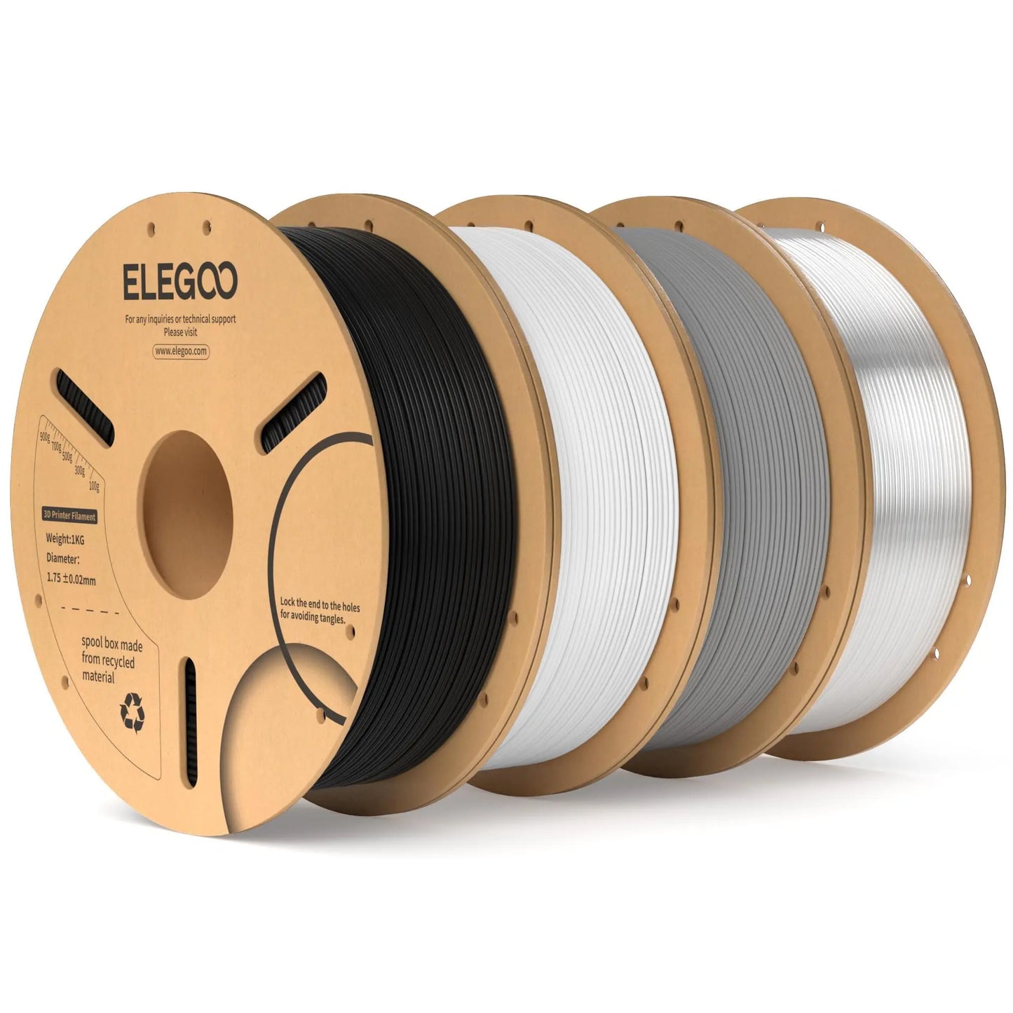 ELEGOO PLA Filament 1.75mm Black 2KG, 3D Printer Filament Dimensional Accuracy +/- 0.02mm, 2 Pack 1kg Cardboard Spool(2.2lbs) 3D Printing Filament Fits for Most FDM 3D Printers i3dyou