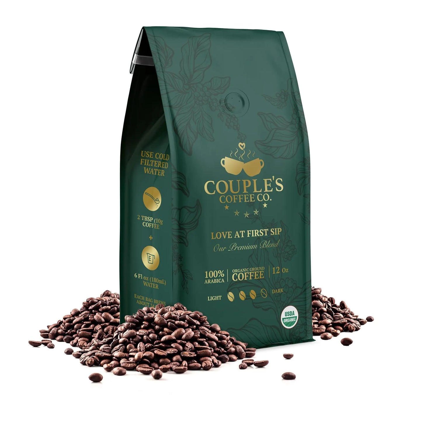 Couple's Coffee Ground Coffee | Jamaican Me Crazy Medium Roast Coffee Blend | Made with 100% Arabica Beans | 12oz bag brews about 34 cups i3dyou