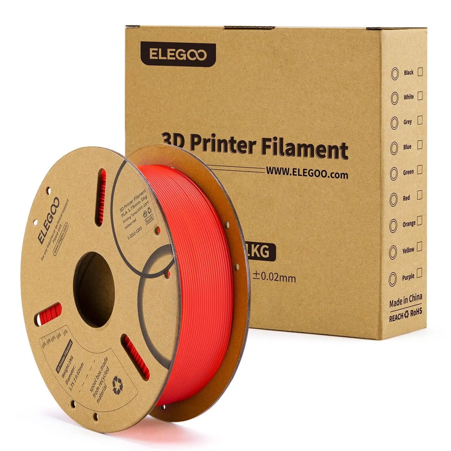ELEGOO PLA Filament 1.75mm Black 2KG, 3D Printer Filament Dimensional Accuracy +/- 0.02mm, 2 Pack 1kg Cardboard Spool(2.2lbs) 3D Printing Filament Fits for Most FDM 3D Printers i3dyou