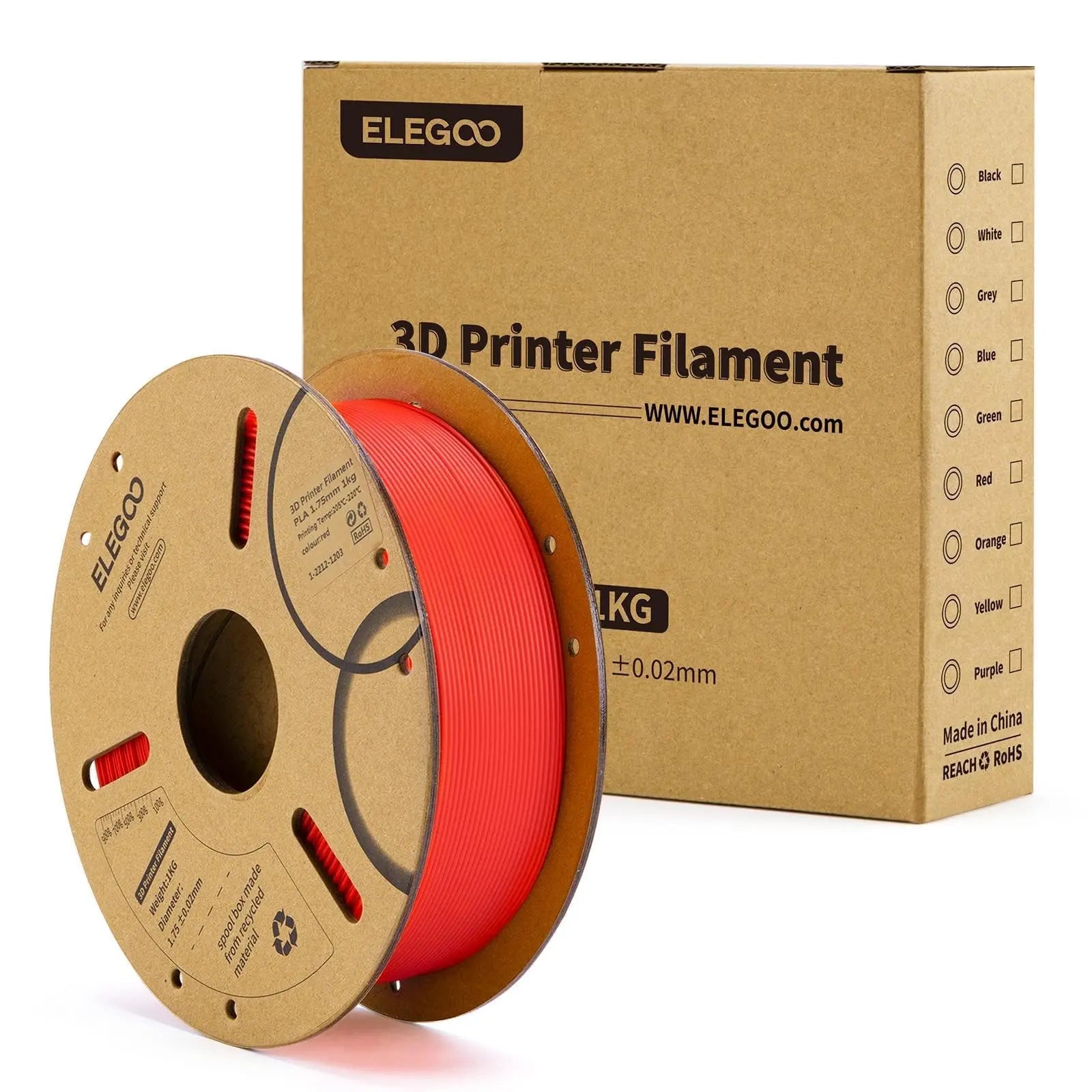 ELEGOO PLA Filament 1.75mm Black 2KG, 3D Printer Filament Dimensional Accuracy +/- 0.02mm, 2 Pack 1kg Cardboard Spool(2.2lbs) 3D Printing Filament Fits for Most FDM 3D Printers i3dyou
