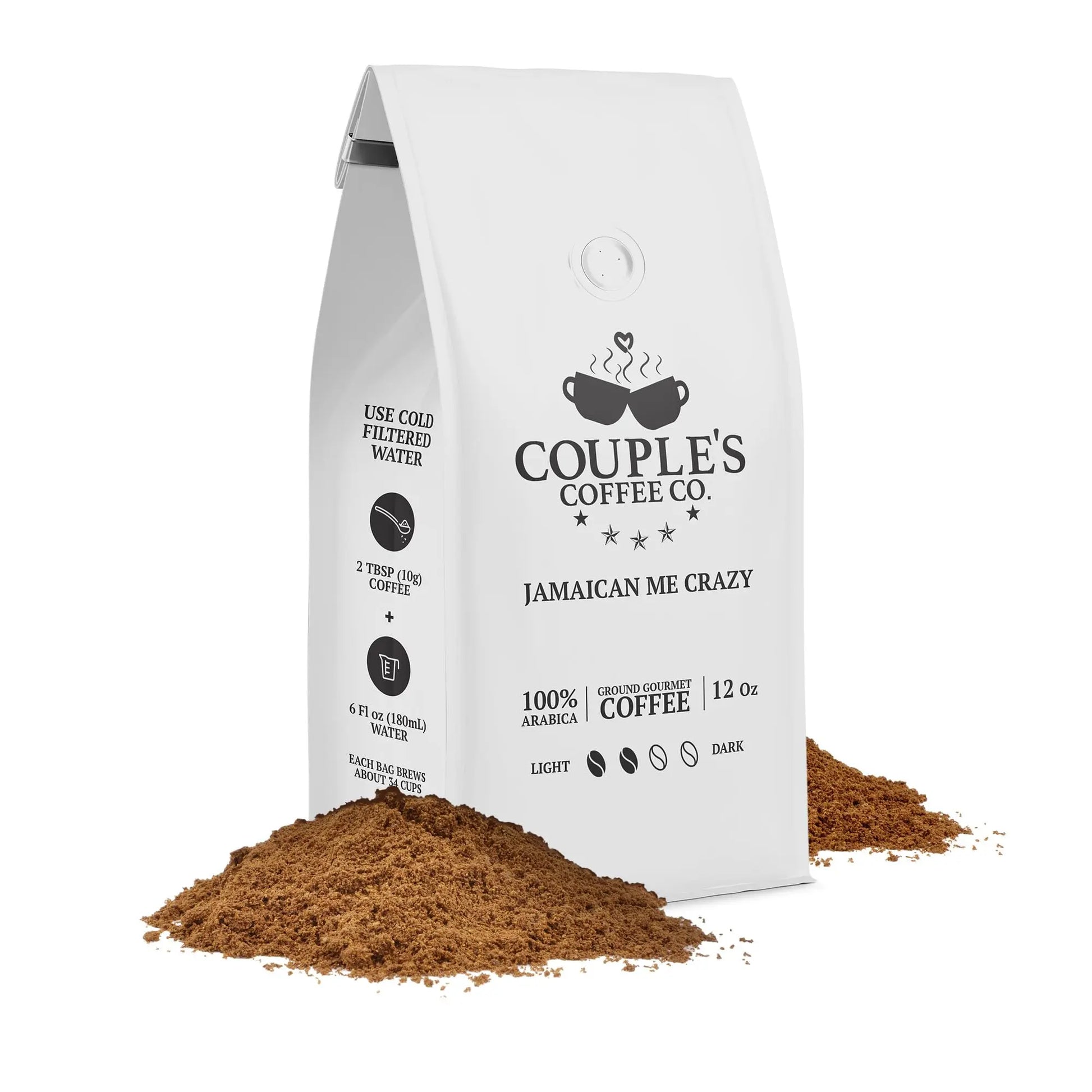 Couple's Coffee Ground Coffee | Jamaican Me Crazy Medium Roast Coffee Blend | Made with 100% Arabica Beans | 12oz bag brews about 34 cups i3dyou