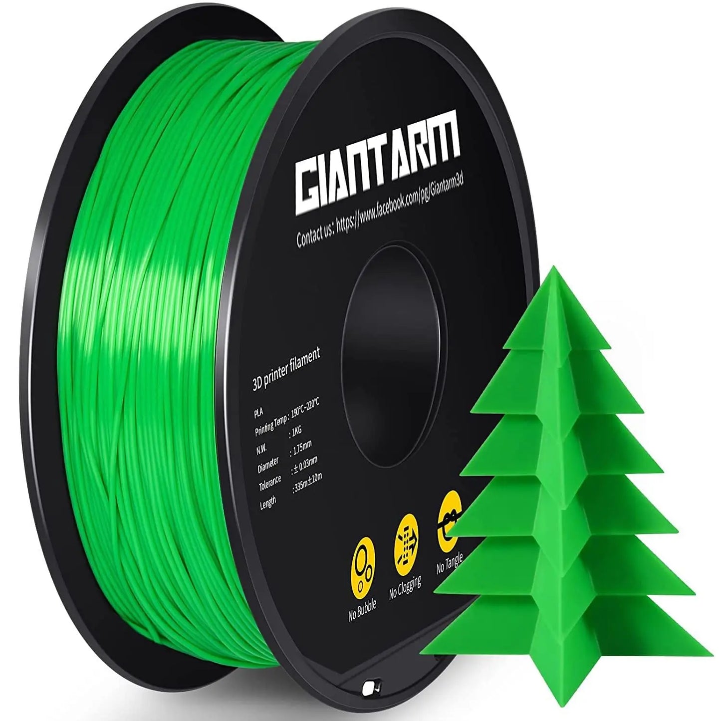 GIANTARM Silk Metallic Silver PLA 3D Printer Filament 1kg Spool, 1.75mm Dimensional Accuracy +/-0.03mm, 1080 Feet per Roll, Vacuum Packaging i3dyou