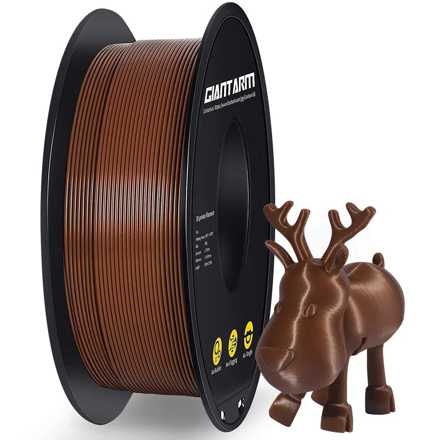 GIANTARM Silk Metallic Silver PLA 3D Printer Filament 1kg Spool, 1.75mm Dimensional Accuracy +/-0.03mm, 1080 Feet per Roll, Vacuum Packaging i3dyou