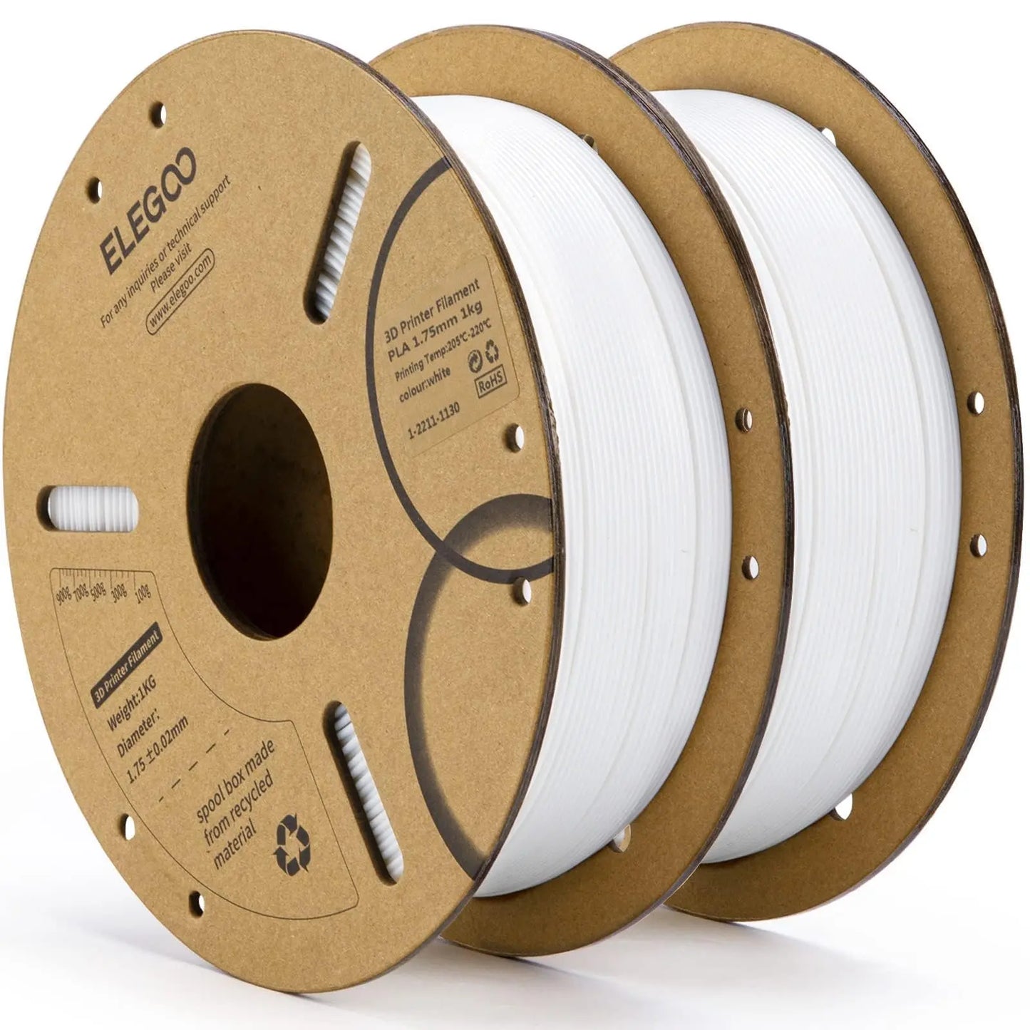 ELEGOO PLA Filament 1.75mm Black 2KG, 3D Printer Filament Dimensional Accuracy +/- 0.02mm, 2 Pack 1kg Cardboard Spool(2.2lbs) 3D Printing Filament Fits for Most FDM 3D Printers i3dyou