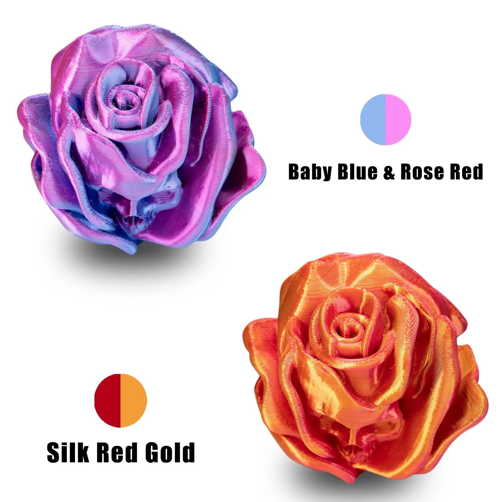 OVV3D 3D Printer Filament, PLA Filament 1.75mm Bundle, Dual Color Filament, Coextrusion 3D Filament, Silk PLA, 3D Printing Filament +/-0.02mm, 200g X 4 Spool i3dyou