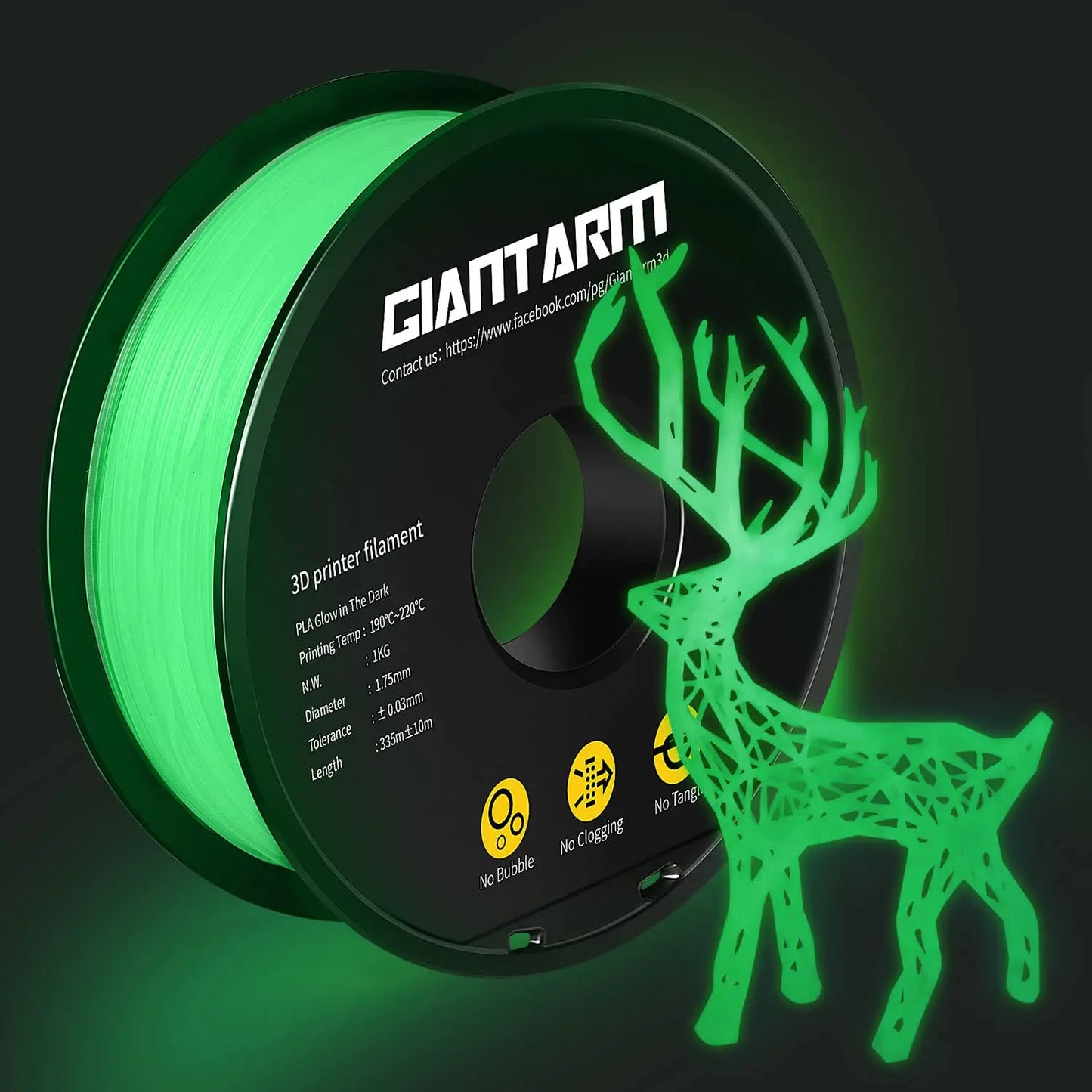 GIANTARM Silk Metallic Silver PLA 3D Printer Filament 1kg Spool, 1.75mm Dimensional Accuracy +/-0.03mm, 1080 Feet per Roll, Vacuum Packaging i3dyou
