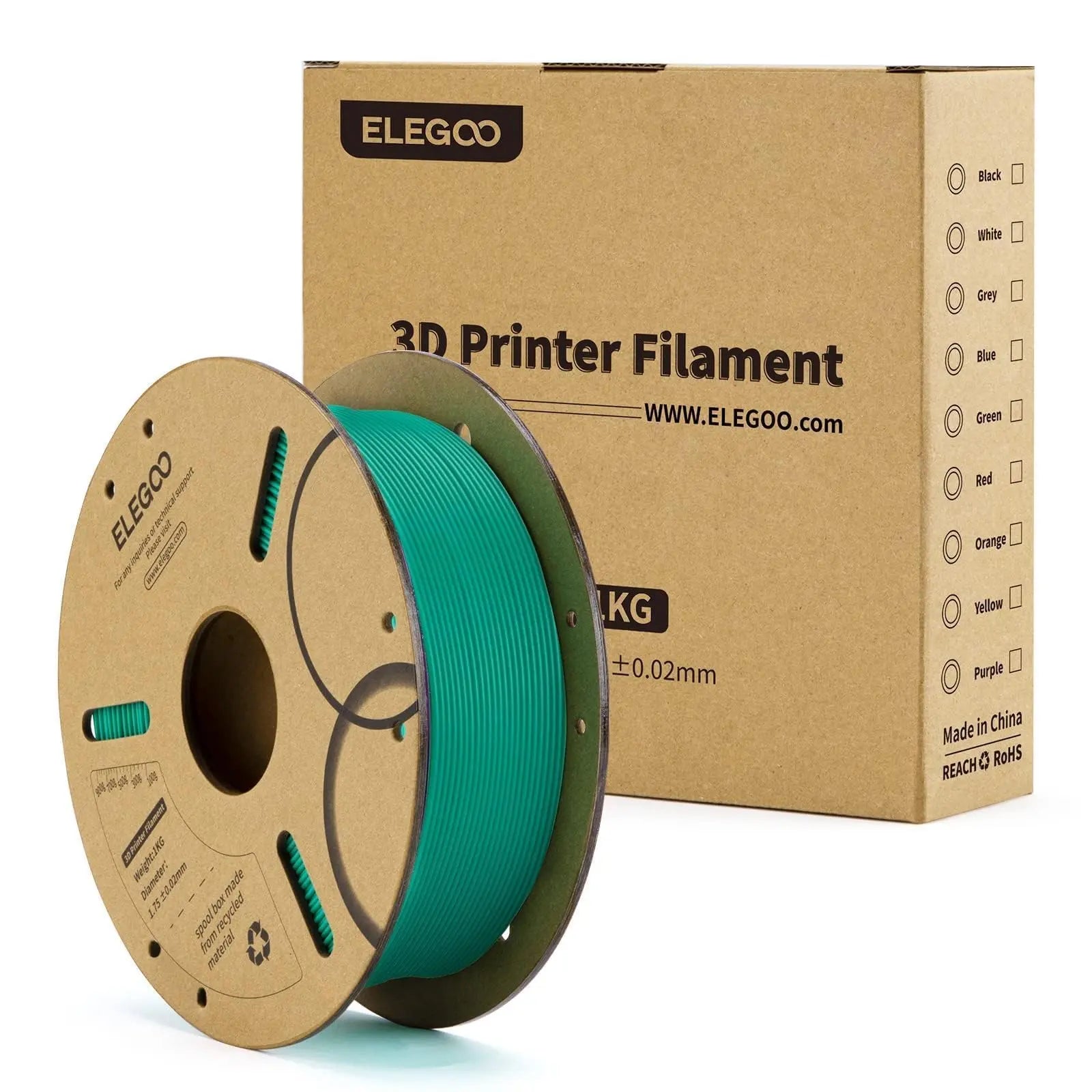 ELEGOO PLA Filament 1.75mm Black 2KG, 3D Printer Filament Dimensional Accuracy +/- 0.02mm, 2 Pack 1kg Cardboard Spool(2.2lbs) 3D Printing Filament Fits for Most FDM 3D Printers i3dyou