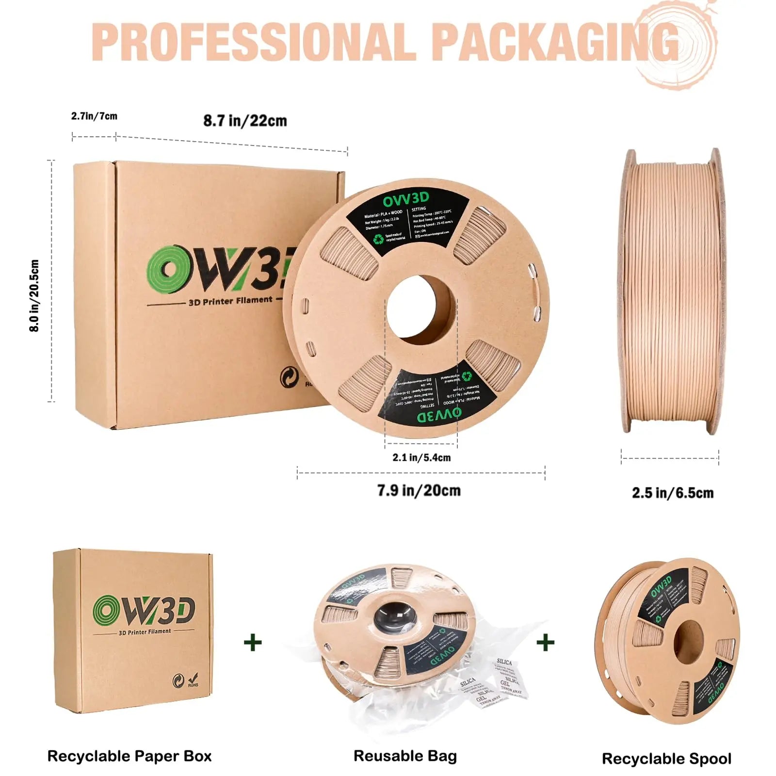 OVV3D 3D Printer Filament, PLA Filament 1.75mm Bundle, Dual Color Filament, Coextrusion 3D Filament, Silk PLA, 3D Printing Filament +/-0.02mm, 200g X 4 Spool i3dyou