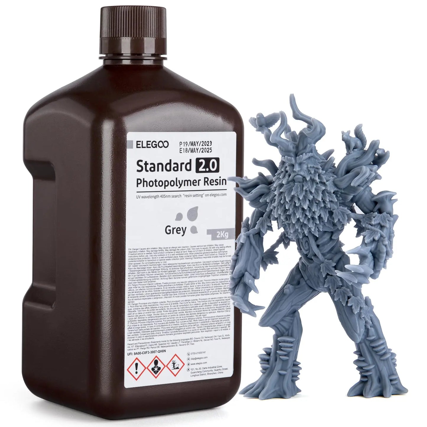 ELEGOO Upgraded 8K Standard Photopolymer 3D Printer Resin 405nm UV-Curing Resin Best for 8K/12K/14K Saturn MSLA DLP LCD 3D Printing Space Grey 1000G i3dyou