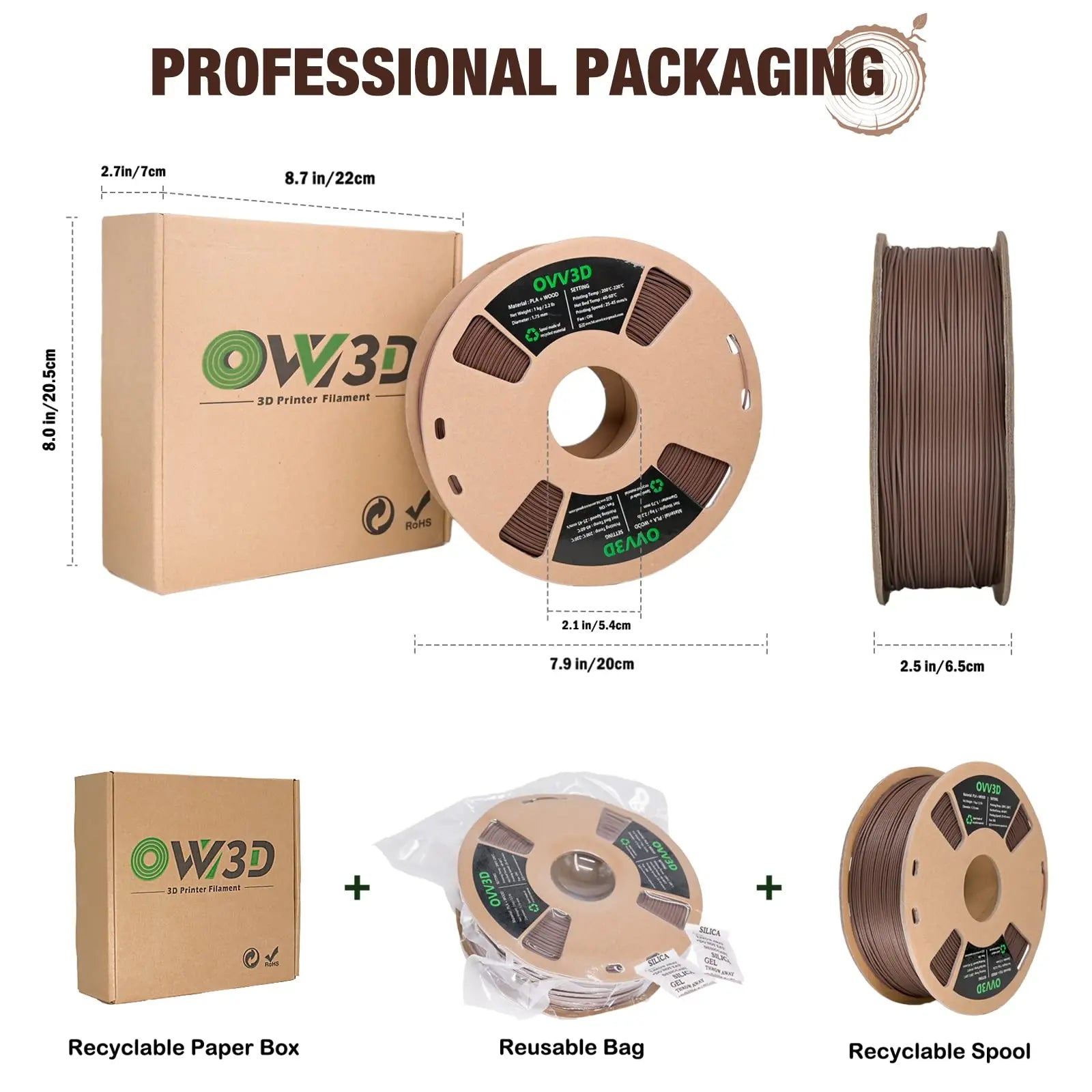 OVV3D 3D Printer Filament, PLA Filament 1.75mm Bundle, Dual Color Filament, Coextrusion 3D Filament, Silk PLA, 3D Printing Filament +/-0.02mm, 200g X 4 Spool i3dyou