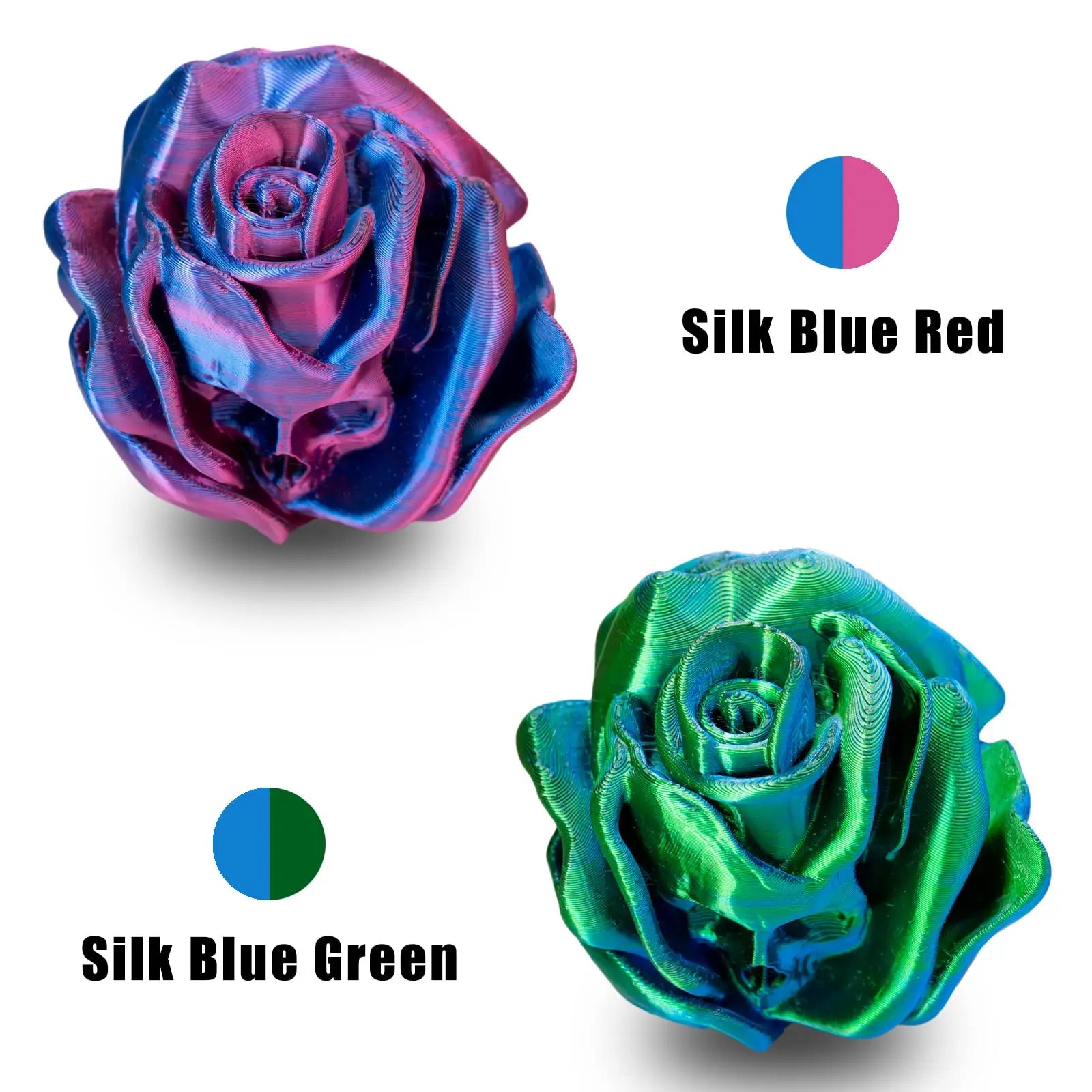 OVV3D 3D Printer Filament, PLA Filament 1.75mm Bundle, Dual Color Filament, Coextrusion 3D Filament, Silk PLA, 3D Printing Filament +/-0.02mm, 200g X 4 Spool i3dyou