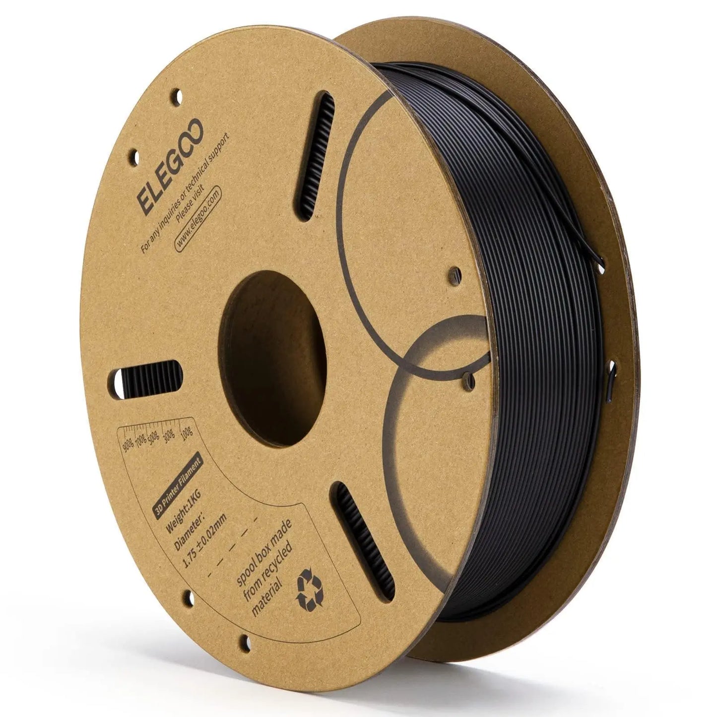ELEGOO PLA Filament 1.75mm Black 2KG, 3D Printer Filament Dimensional Accuracy +/- 0.02mm, 2 Pack 1kg Cardboard Spool(2.2lbs) 3D Printing Filament Fits for Most FDM 3D Printers i3dyou