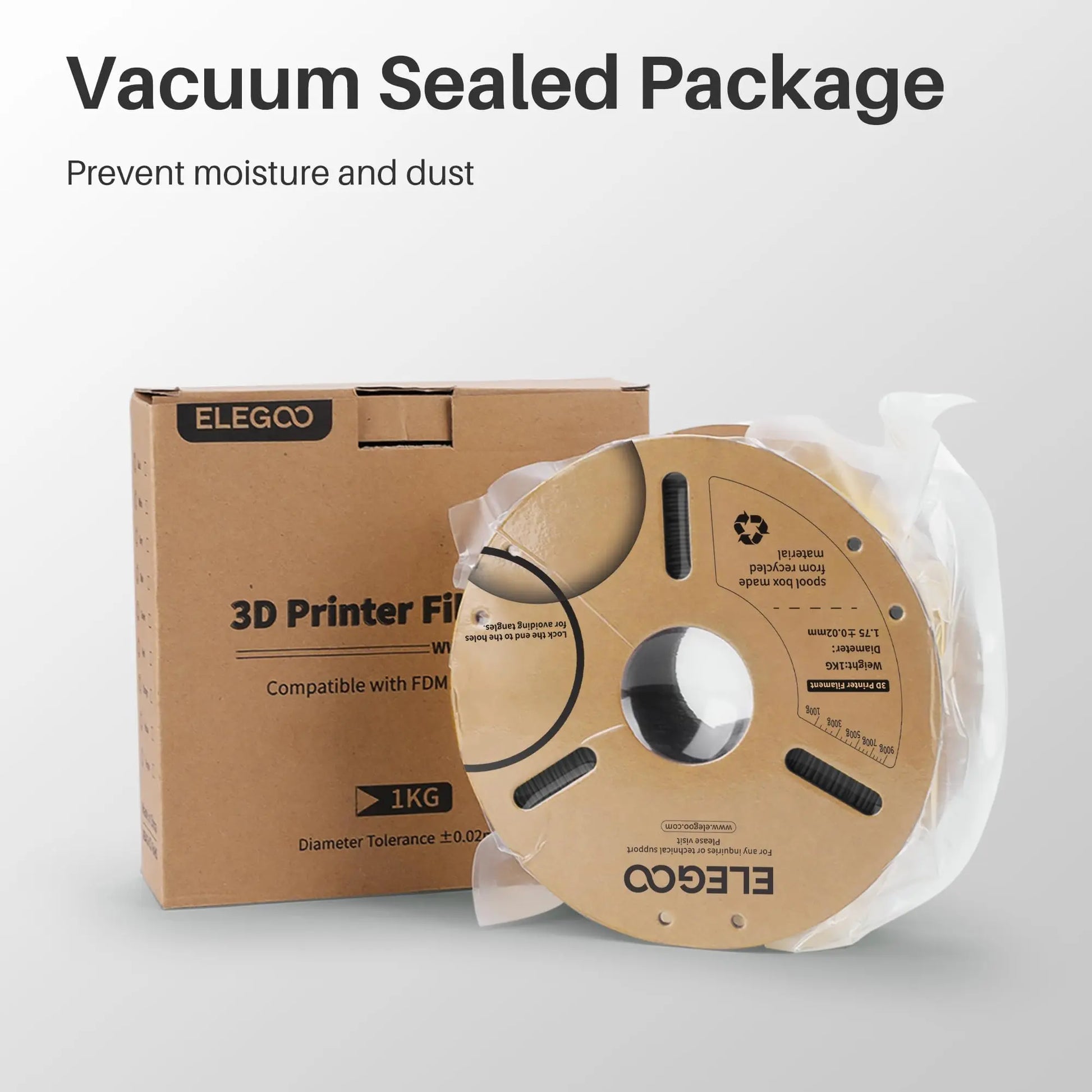ELEGOO PLA Filament 1.75mm Black 2KG, 3D Printer Filament Dimensional Accuracy +/- 0.02mm, 2 Pack 1kg Cardboard Spool(2.2lbs) 3D Printing Filament Fits for Most FDM 3D Printers i3dyou