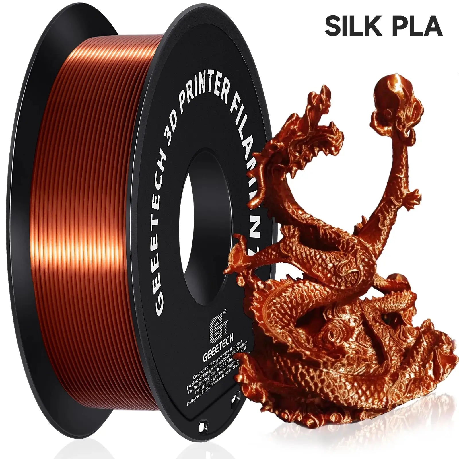 GEEETECH Silk PLA 3d Filament Wire 1kg 1.75mm Spool Wire 3D Printer Material 3D Print Refills, Fast Delivery Vacuum Package - i3dyou