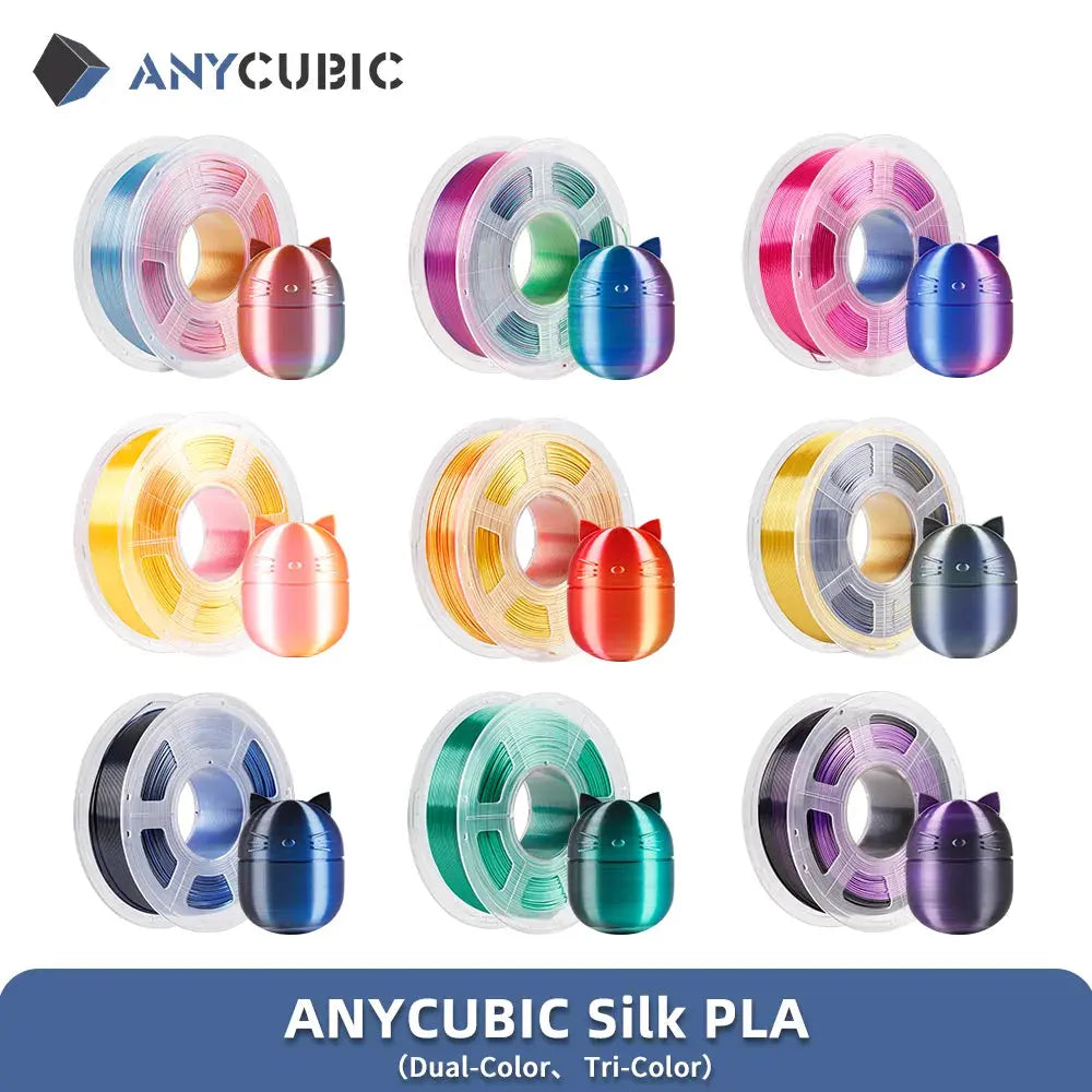 ANYCUBIC Silk PLA Dual-Color Tri-Colo 1.75mm PLA Filament 1KG For FDM 3D Printer Shine Bright Multicolor 3D Printing Material - i3dyou