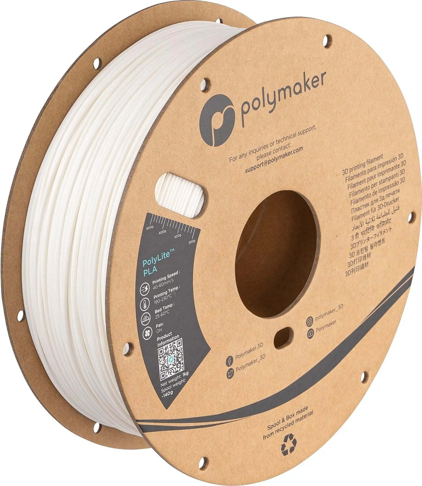 PLA Filament, Natural 3D Printer PLA Filament 1.75mm 1kg - PolyLite 3D Printing PLA Filament, Dimensional Accuracy +/- 0.03mm, Compatible with Most 3D Printer, Natural i3dyou