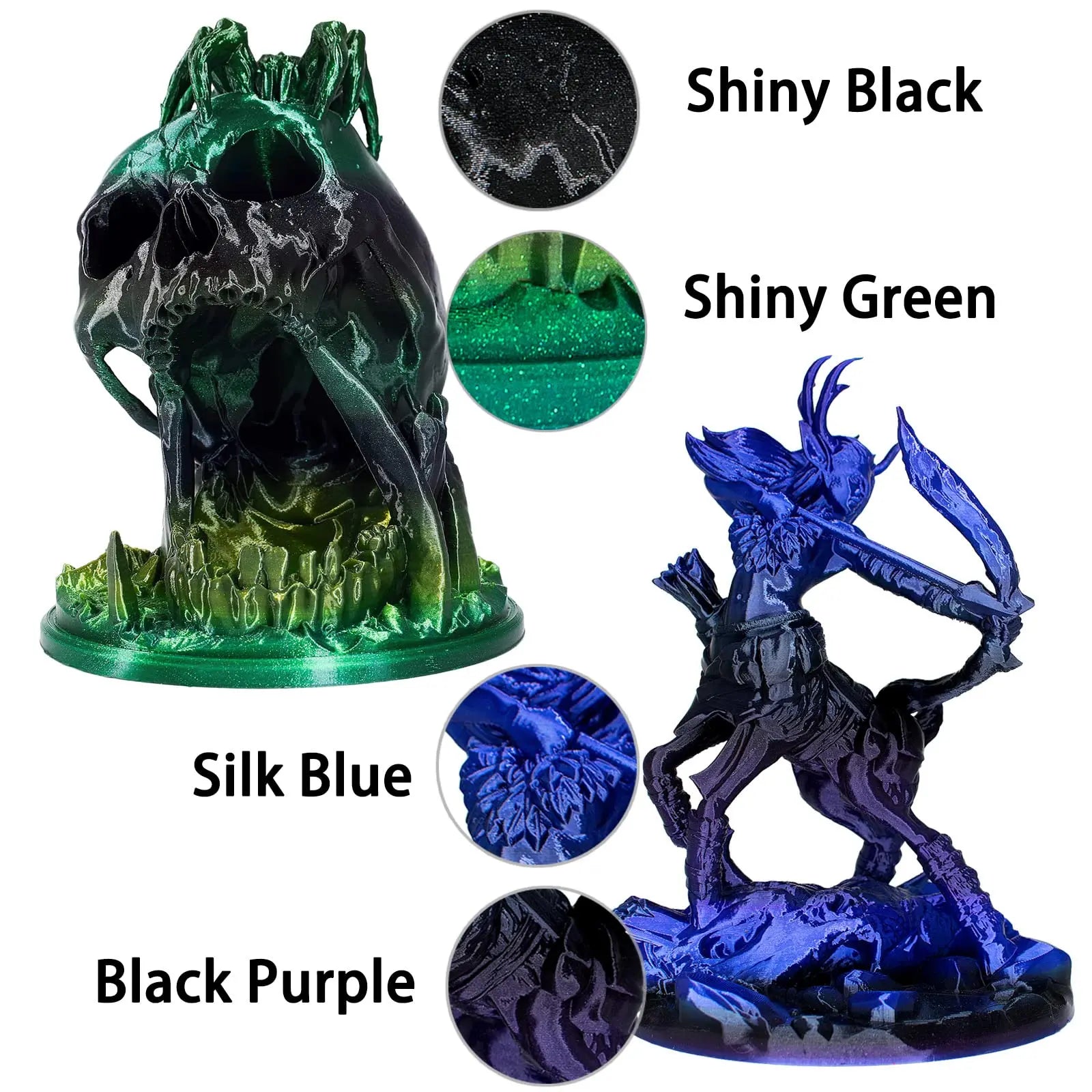 OVV3D 3D Printer Filament, PLA Filament 1.75mm Bundle, Dual Color Filament, Coextrusion 3D Filament, Silk PLA, 3D Printing Filament +/-0.02mm, 200g X 4 Spool i3dyou