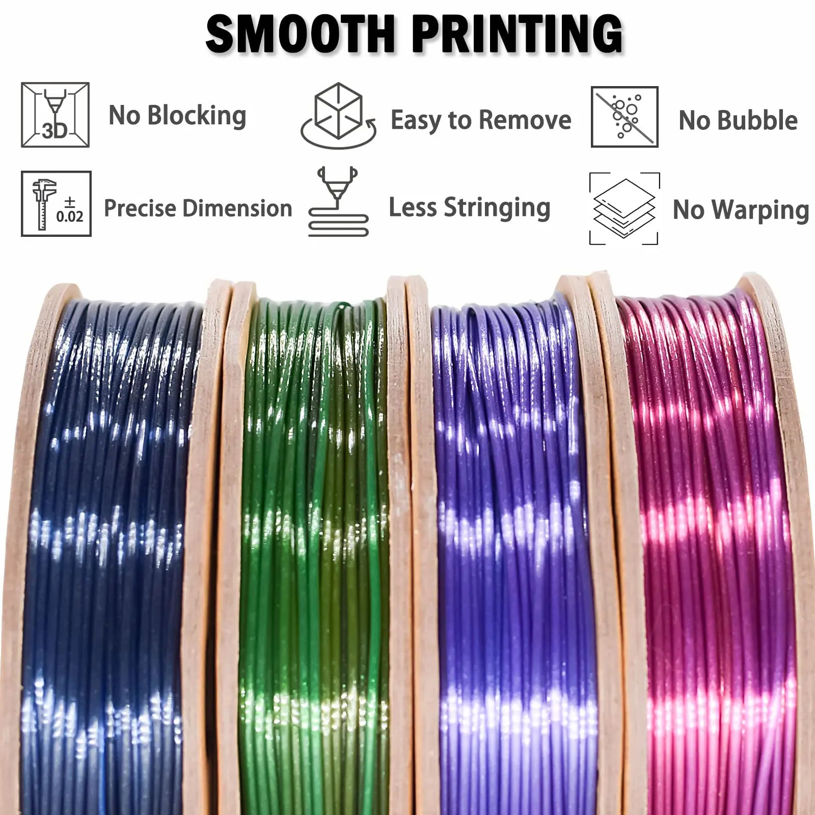 OVV3D 3D Printer Filament, PLA Filament 1.75mm Bundle, Dual Color Filament, Coextrusion 3D Filament, Silk PLA, 3D Printing Filament +/-0.02mm, 200g X 4 Spool i3dyou