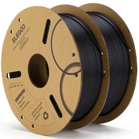 ELEGOO PLA Filament 1.75mm Black 2KG, 3D Printer Filament Dimensional Accuracy +/- 0.02mm, 2 Pack 1kg Cardboard Spool(2.2lbs) 3D Printing Filament Fits for Most FDM 3D Printers i3dyou