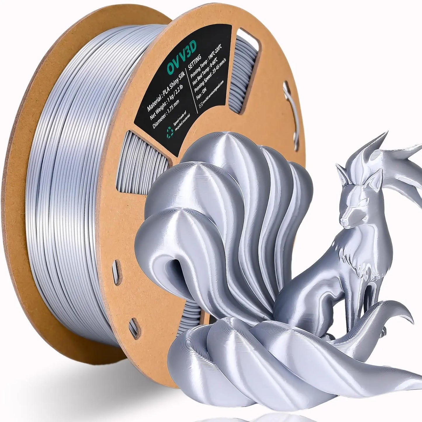 OVV3D 3D Printer Filament, PLA Filament 1.75mm Bundle, Dual Color Filament, Coextrusion 3D Filament, Silk PLA, 3D Printing Filament +/-0.02mm, 200g X 4 Spool i3dyou
