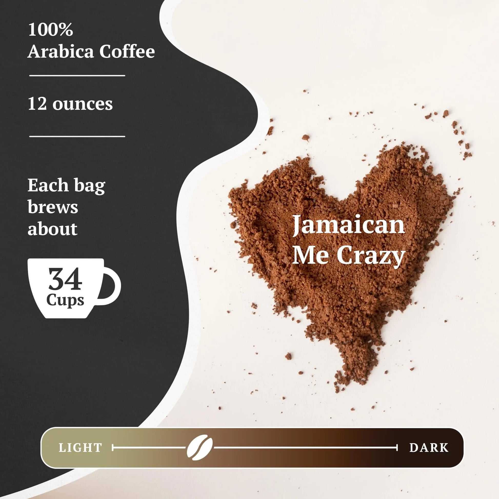 Couple's Coffee Ground Coffee | Jamaican Me Crazy Medium Roast Coffee Blend | Made with 100% Arabica Beans | 12oz bag brews about 34 cups i3dyou