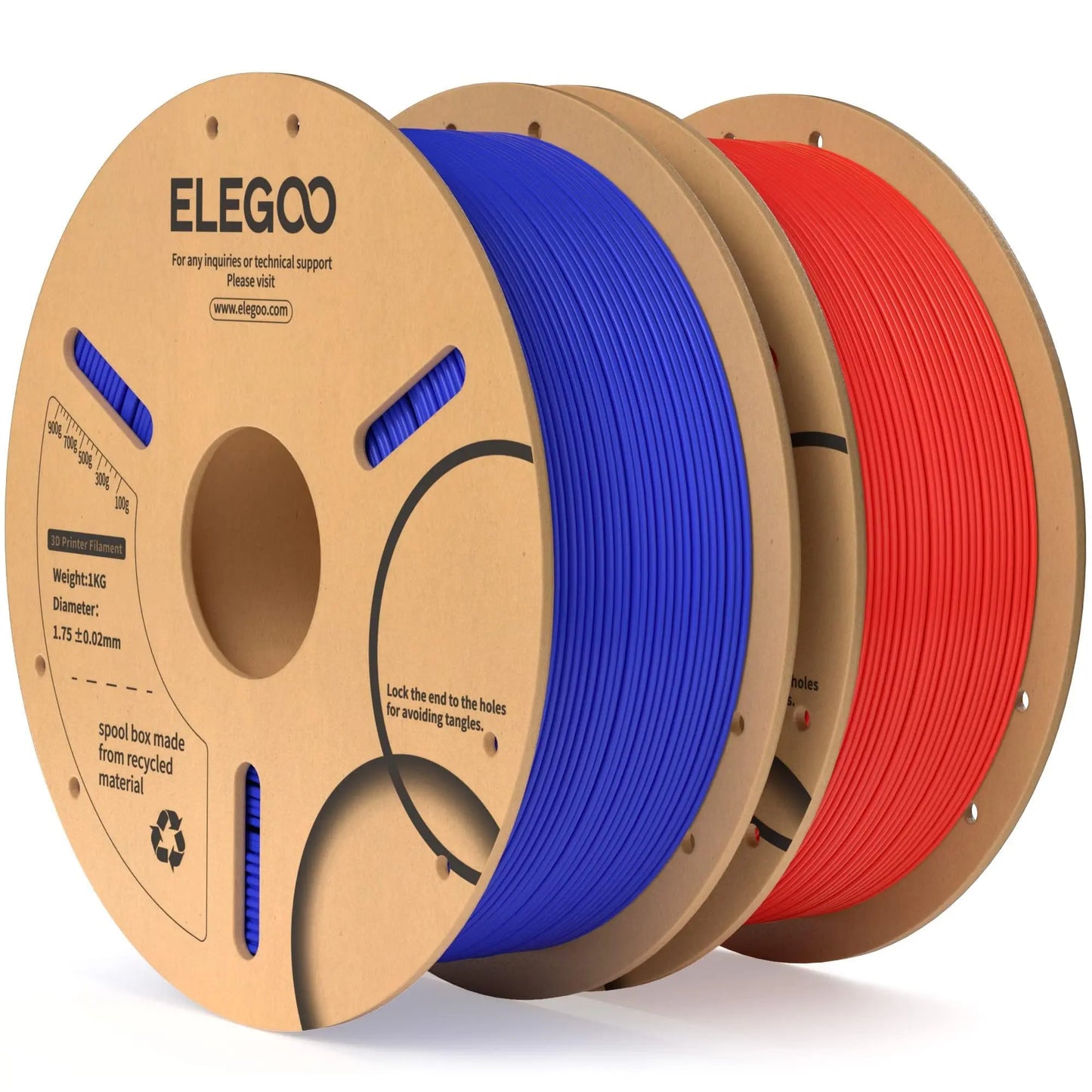 ELEGOO PLA Filament 1.75mm Black 2KG, 3D Printer Filament Dimensional Accuracy +/- 0.02mm, 2 Pack 1kg Cardboard Spool(2.2lbs) 3D Printing Filament Fits for Most FDM 3D Printers i3dyou