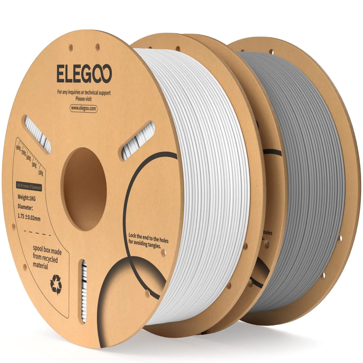 ELEGOO PLA Filament 1.75mm Black 2KG, 3D Printer Filament Dimensional Accuracy +/- 0.02mm, 2 Pack 1kg Cardboard Spool(2.2lbs) 3D Printing Filament Fits for Most FDM 3D Printers i3dyou