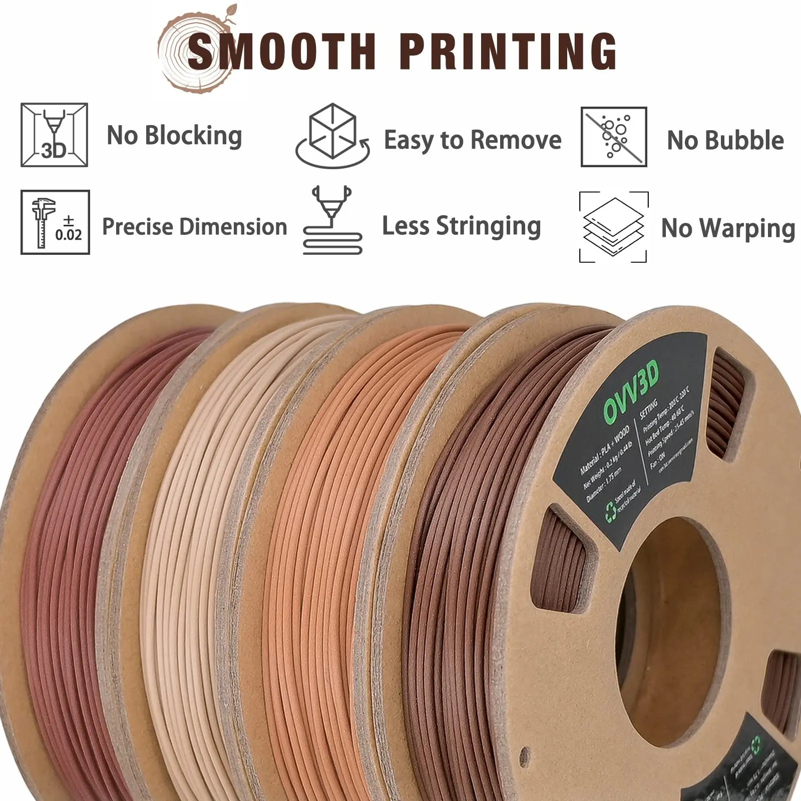 OVV3D 3D Printer Filament, PLA Filament 1.75mm Bundle, Dual Color Filament, Coextrusion 3D Filament, Silk PLA, 3D Printing Filament +/-0.02mm, 200g X 4 Spool i3dyou