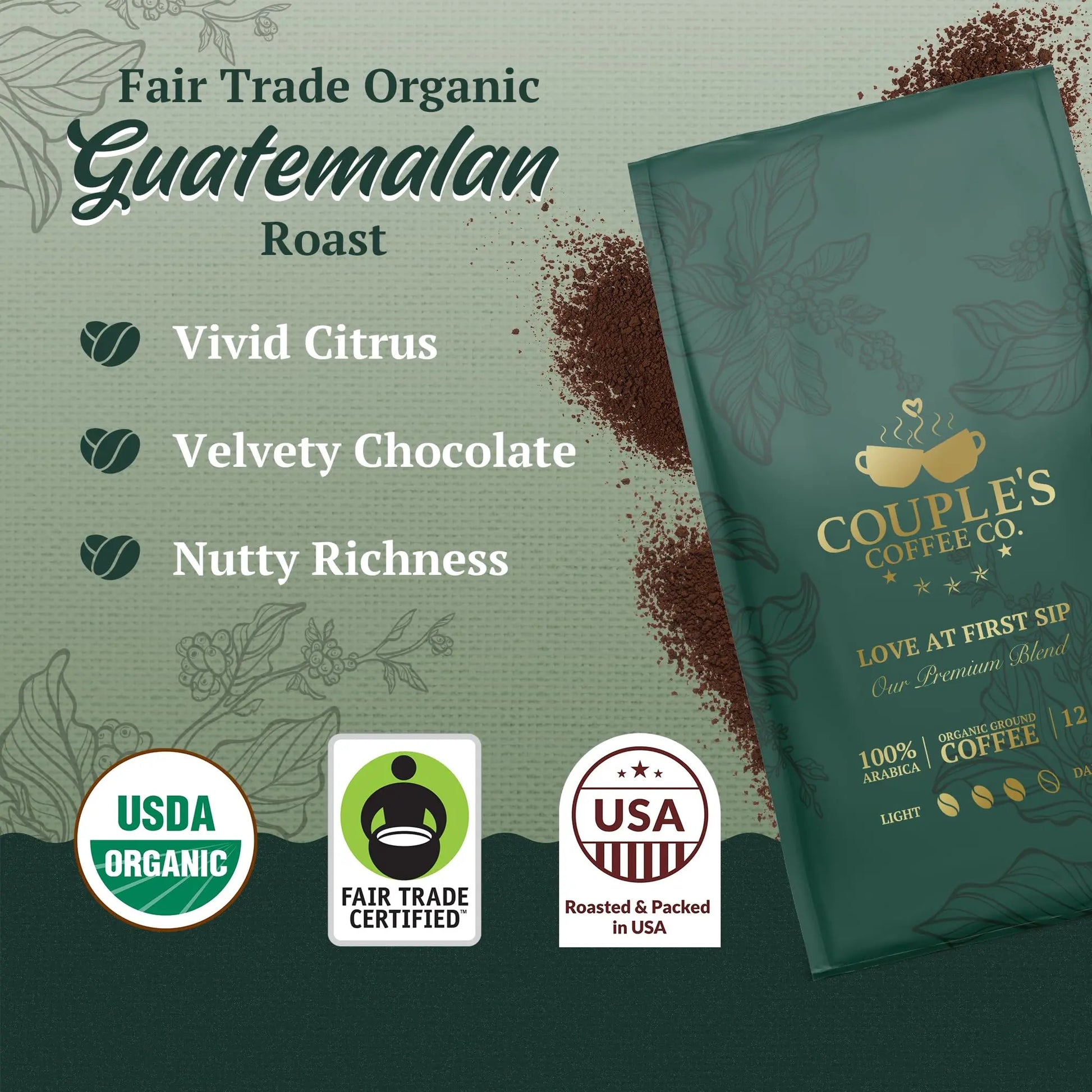 Couple's Coffee Ground Coffee | Jamaican Me Crazy Medium Roast Coffee Blend | Made with 100% Arabica Beans | 12oz bag brews about 34 cups i3dyou