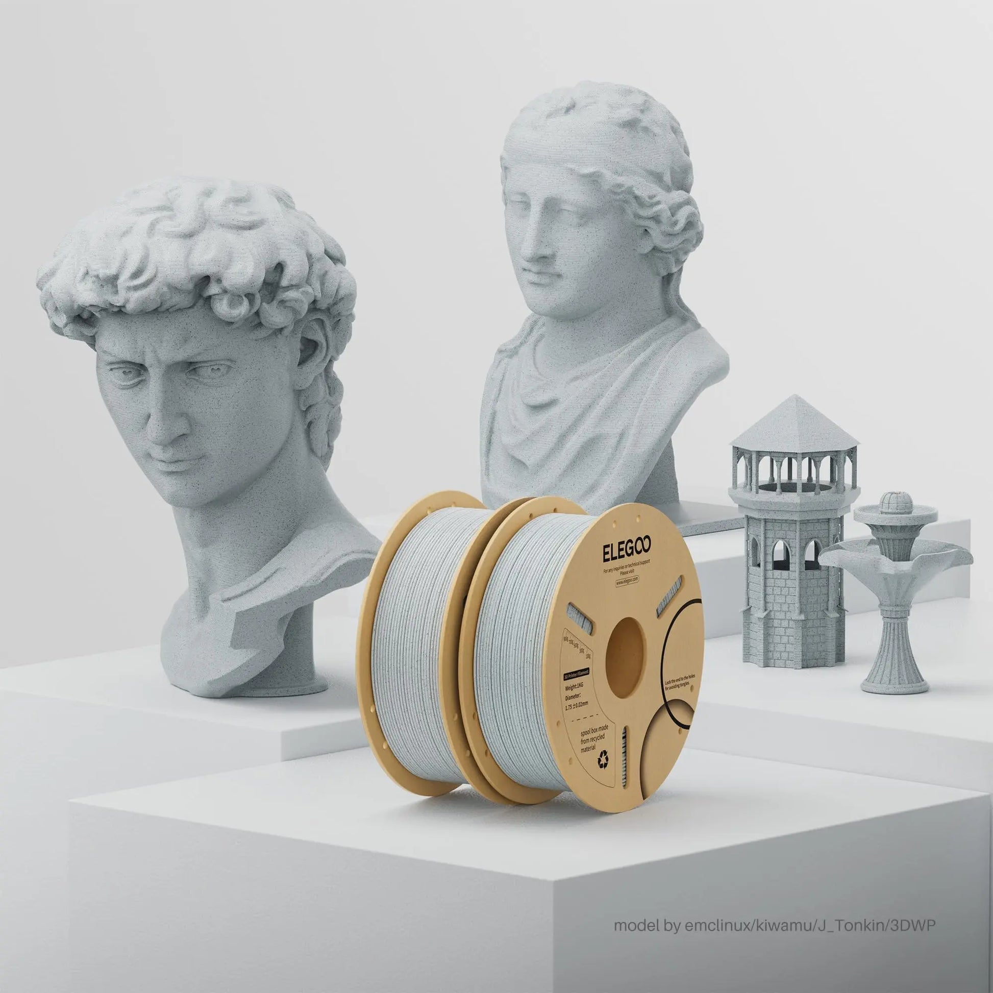 ELEGOO PLA Filament 1.75mm Black 2KG, 3D Printer Filament Dimensional Accuracy +/- 0.02mm, 2 Pack 1kg Cardboard Spool(2.2lbs) 3D Printing Filament Fits for Most FDM 3D Printers i3dyou