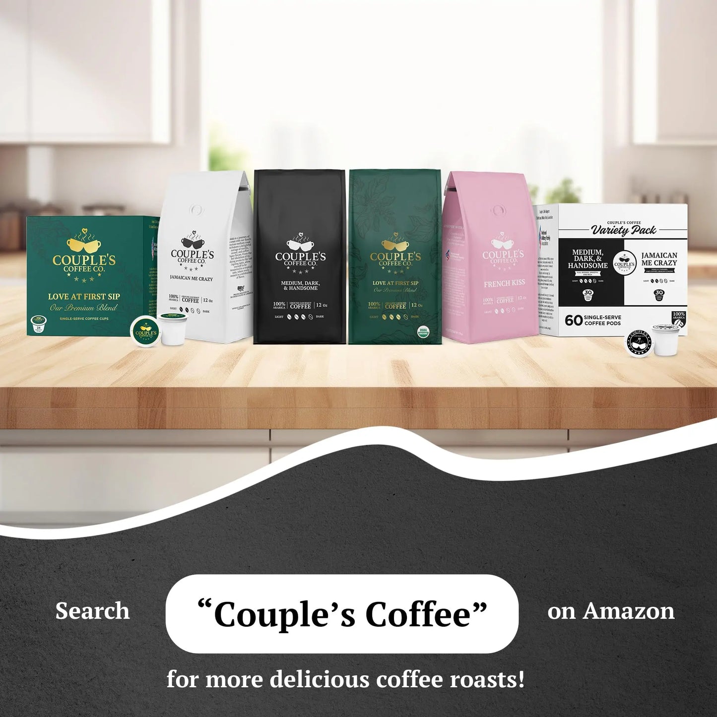Couple's Coffee Ground Coffee | Jamaican Me Crazy Medium Roast Coffee Blend | Made with 100% Arabica Beans | 12oz bag brews about 34 cups i3dyou