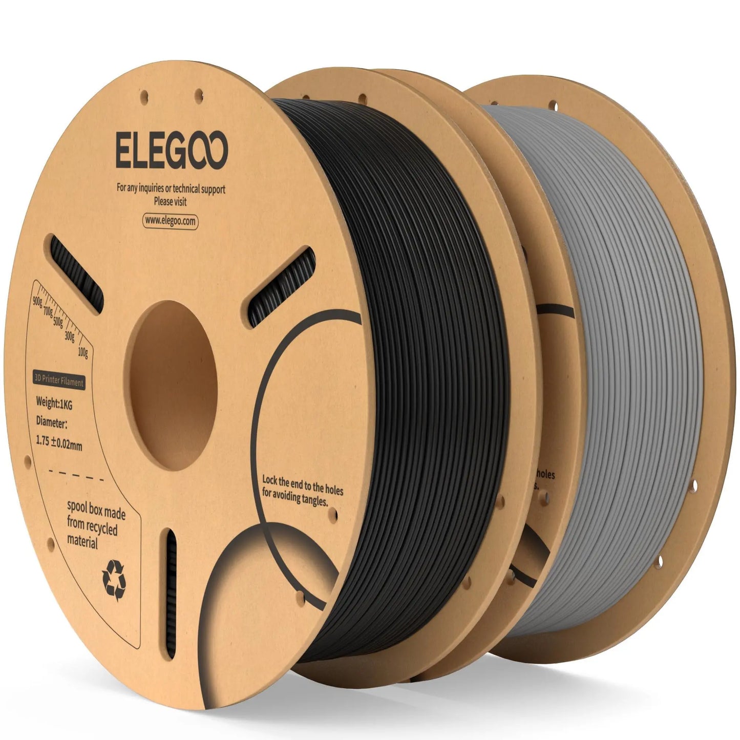 ELEGOO PLA Filament 1.75mm Black 2KG, 3D Printer Filament Dimensional Accuracy +/- 0.02mm, 2 Pack 1kg Cardboard Spool(2.2lbs) 3D Printing Filament Fits for Most FDM 3D Printers i3dyou