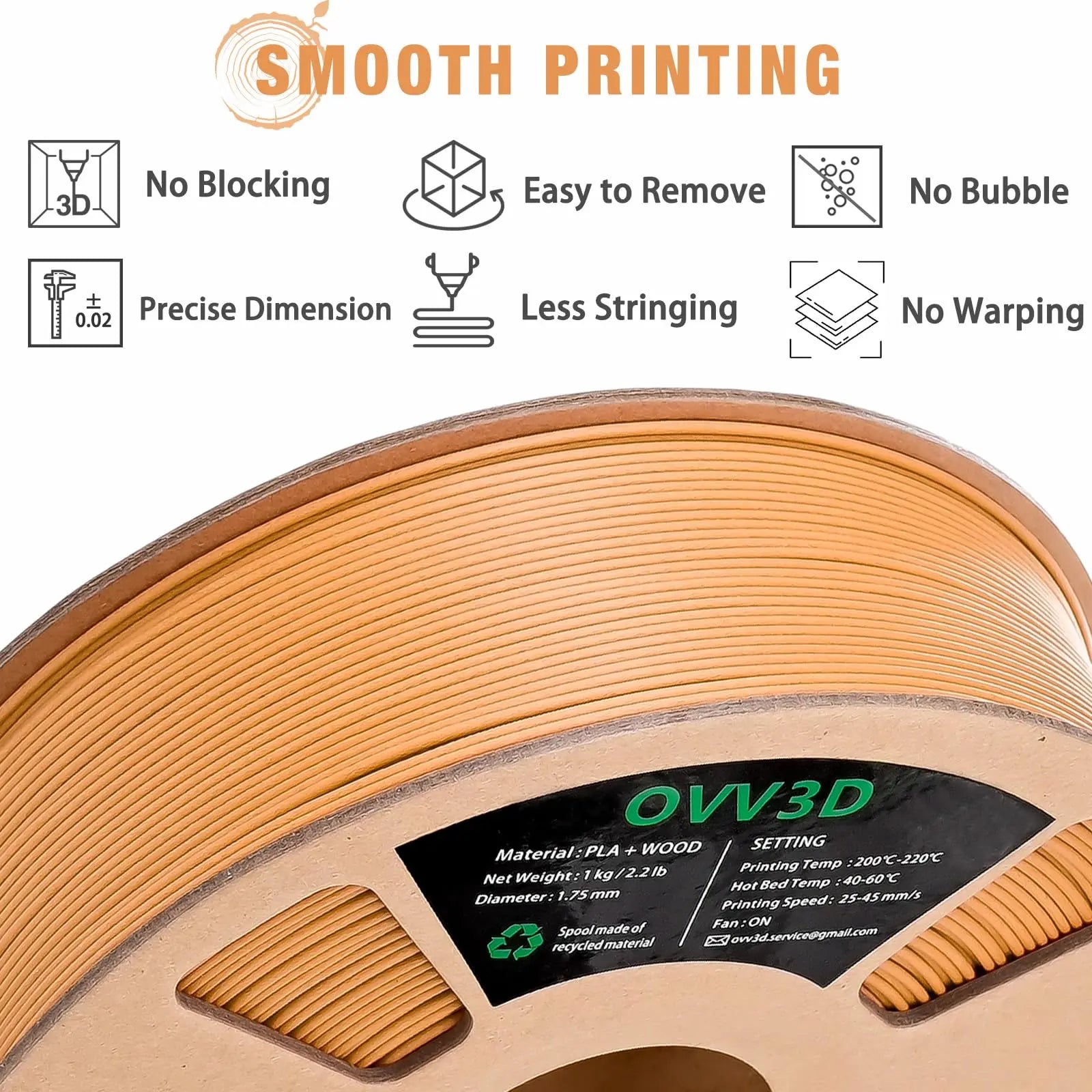 OVV3D 3D Printer Filament, PLA Filament 1.75mm Bundle, Dual Color Filament, Coextrusion 3D Filament, Silk PLA, 3D Printing Filament +/-0.02mm, 200g X 4 Spool i3dyou