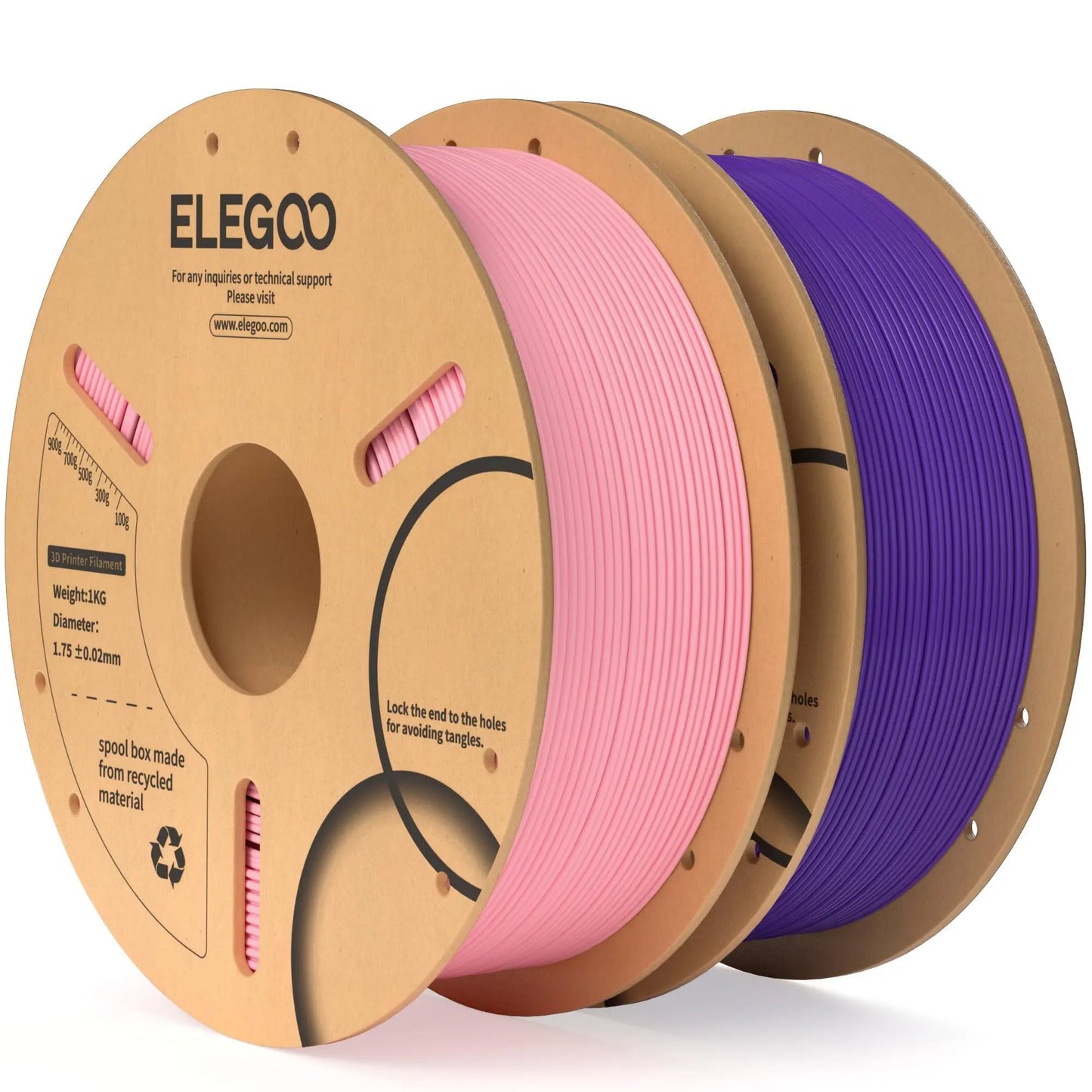 ELEGOO PLA Filament 1.75mm Black 2KG, 3D Printer Filament Dimensional Accuracy +/- 0.02mm, 2 Pack 1kg Cardboard Spool(2.2lbs) 3D Printing Filament Fits for Most FDM 3D Printers i3dyou