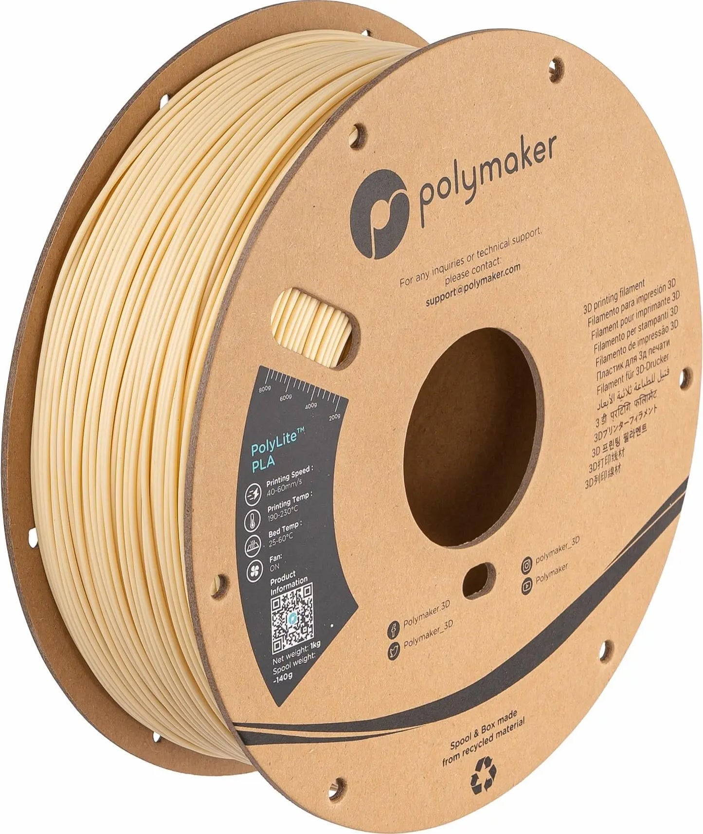 PLA Filament, Natural 3D Printer PLA Filament 1.75mm 1kg - PolyLite 3D Printing PLA Filament, Dimensional Accuracy +/- 0.03mm, Compatible with Most 3D Printer, Natural i3dyou