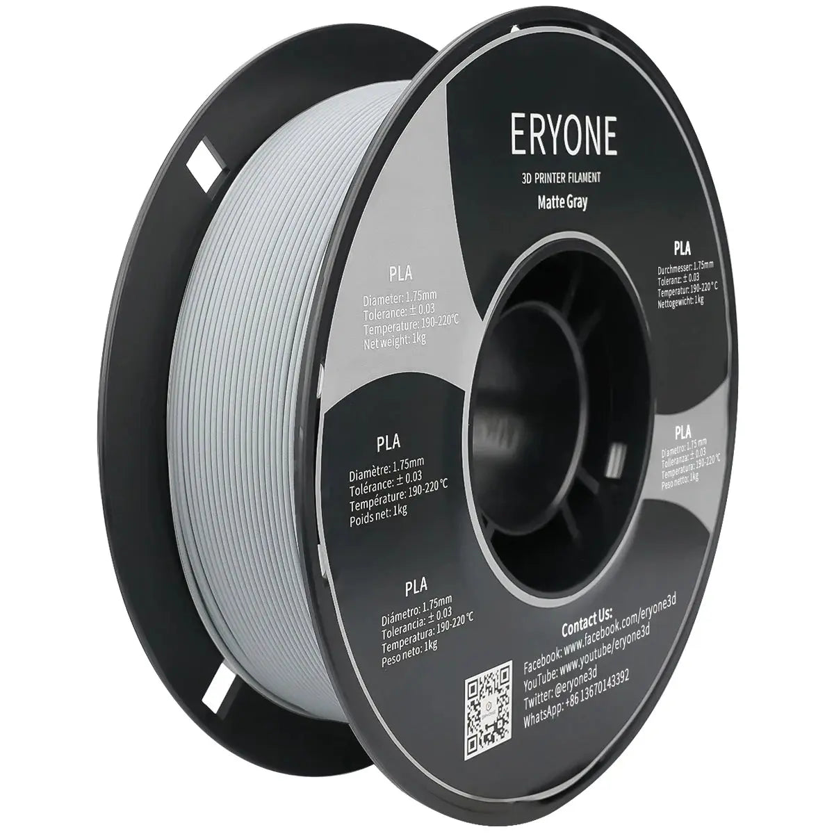 ERYONE Matte PLA Filament 1KG Spool 1.75mm 1.45 Density (g/cm3) Matte PLA Filament For FDM 3D Printer Fast Free Shipping i3dyou