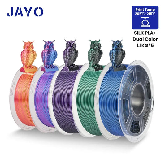 JAYO Silk PLA+ Rainbow/ PLA Rainbow 3D Printer Filament 1.75mm SILK PLA plus Dual / Triple Color 3D Filament 1.1kg 5 Rolls/set - i3dyou