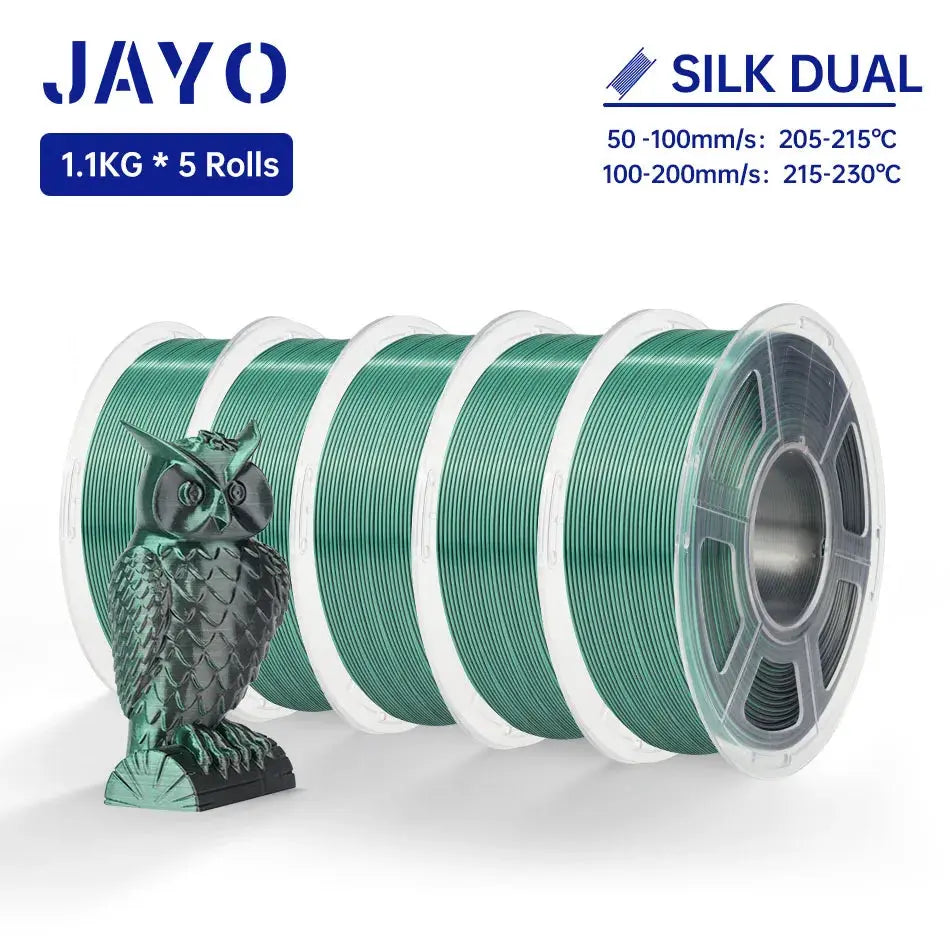 JAYO Silk PLA+ Rainbow/ PLA Rainbow 3D Printer Filament 1.75mm SILK PLA plus Dual / Triple Color 3D Filament 1.1kg 5 Rolls/set - i3dyou